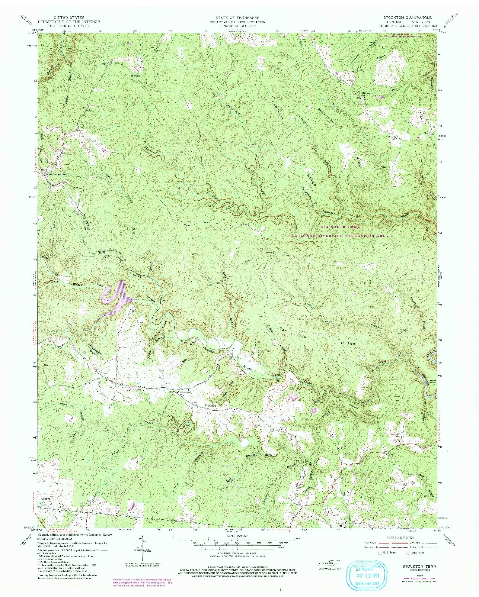 USGS 1:24000-SCALE QUADRANGLE FOR STOCKTON, TN 1954