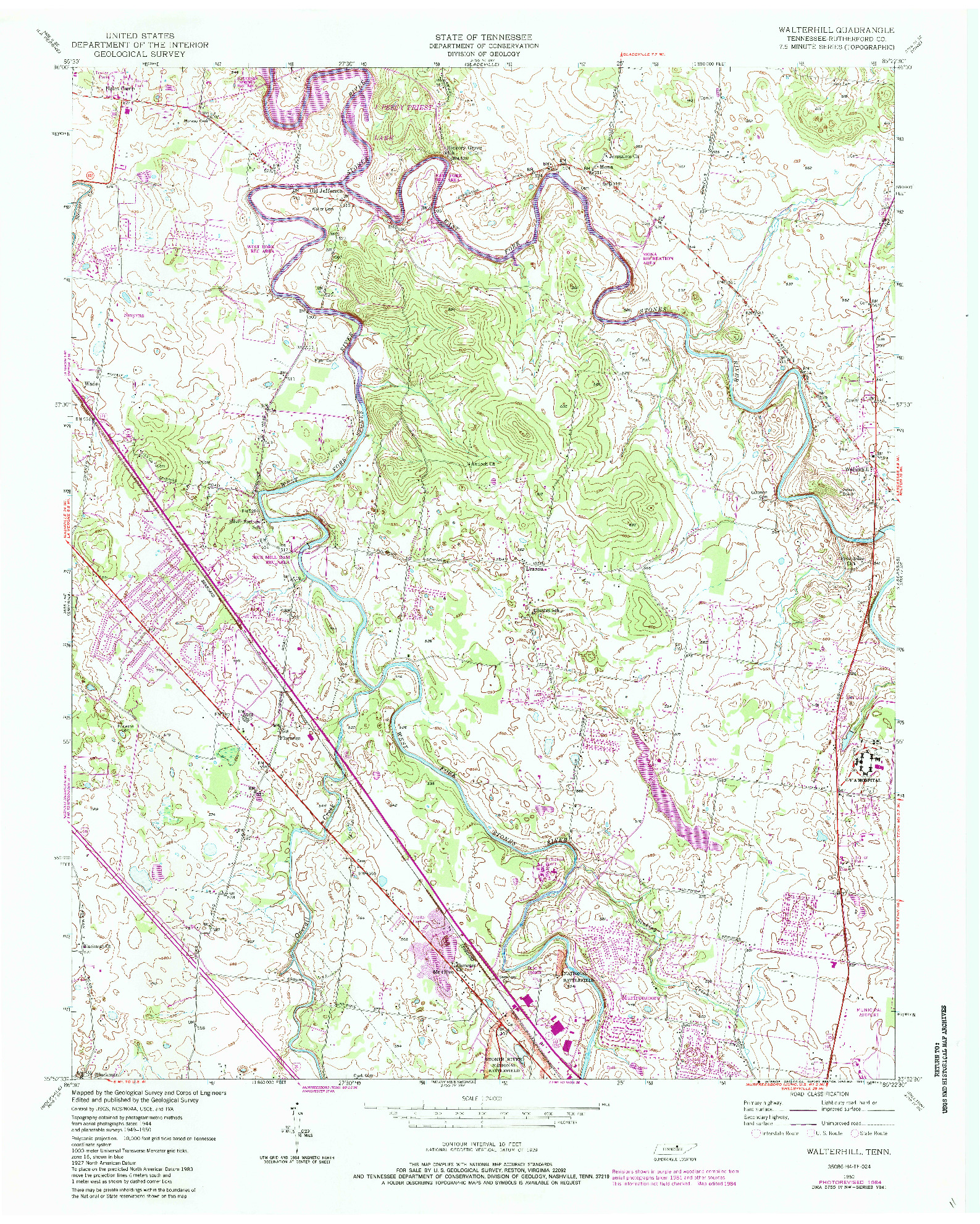 USGS 1:24000-SCALE QUADRANGLE FOR WALTERHILL, TN 1950