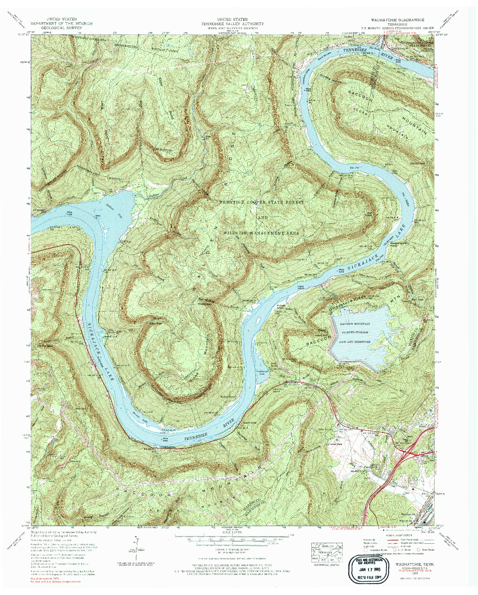 USGS 1:24000-SCALE QUADRANGLE FOR WAUHATCHIE, TN 1970