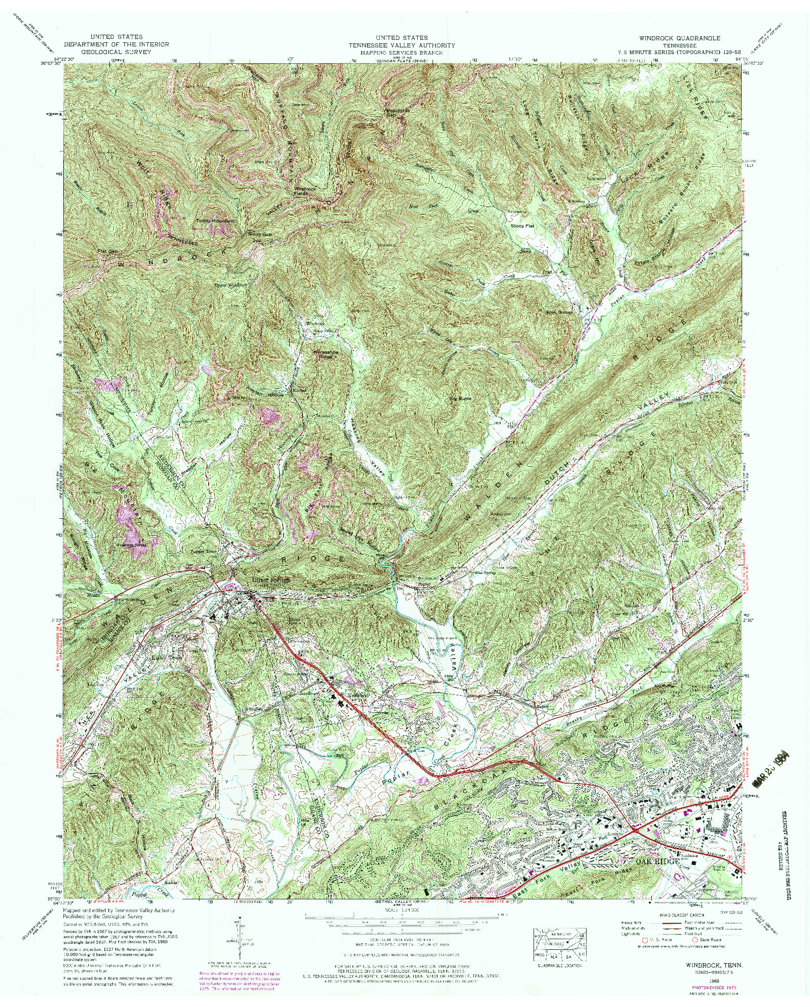 USGS 1:24000-SCALE QUADRANGLE FOR WINDROCK, TN 1968