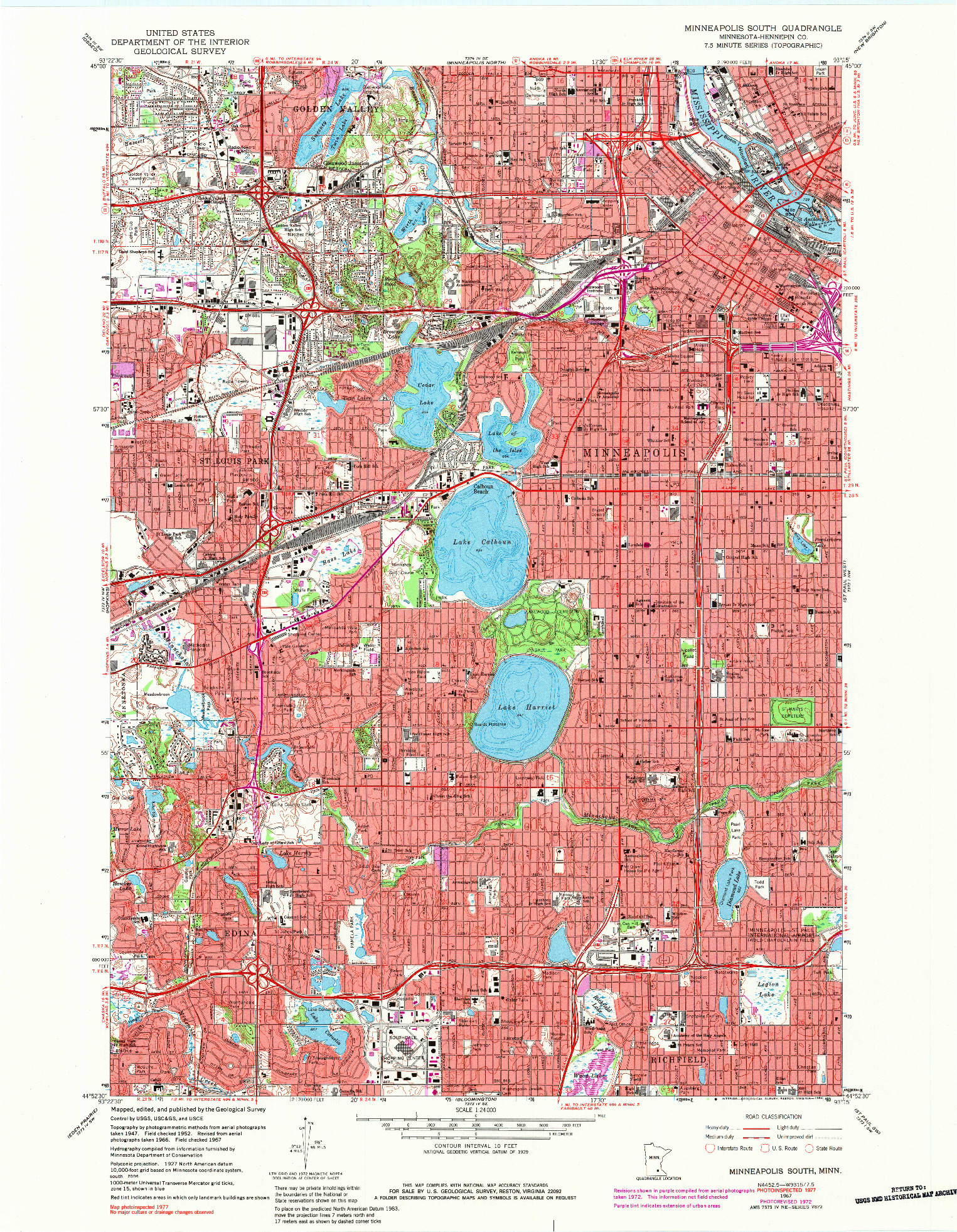 USGS 1:24000-SCALE QUADRANGLE FOR MINNEAPOLIS SOUTH, MN 1967