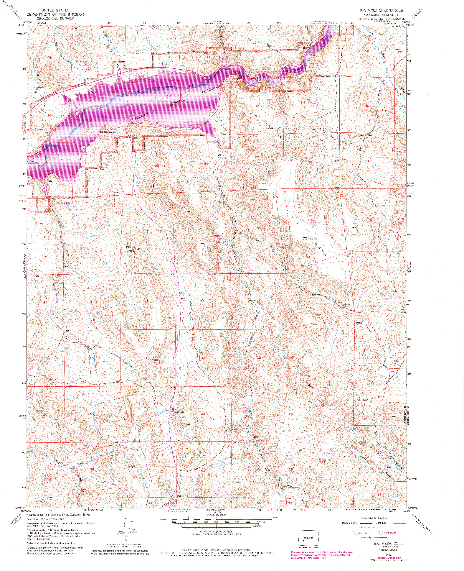 USGS 1:24000-SCALE QUADRANGLE FOR BIG MESA, CO 1954