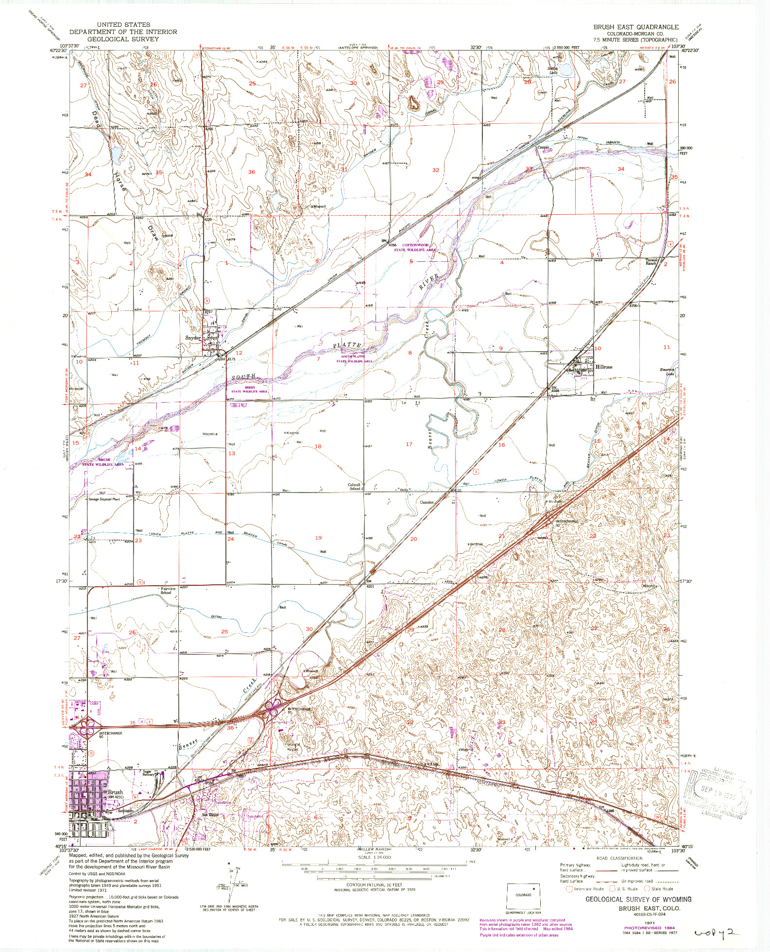 USGS 1:24000-SCALE QUADRANGLE FOR BRUSH EAST, CO 1971