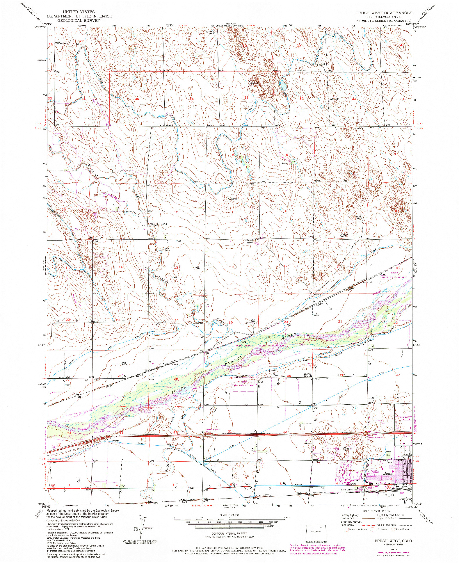 USGS 1:24000-SCALE QUADRANGLE FOR BRUSH WEST, CO 1971