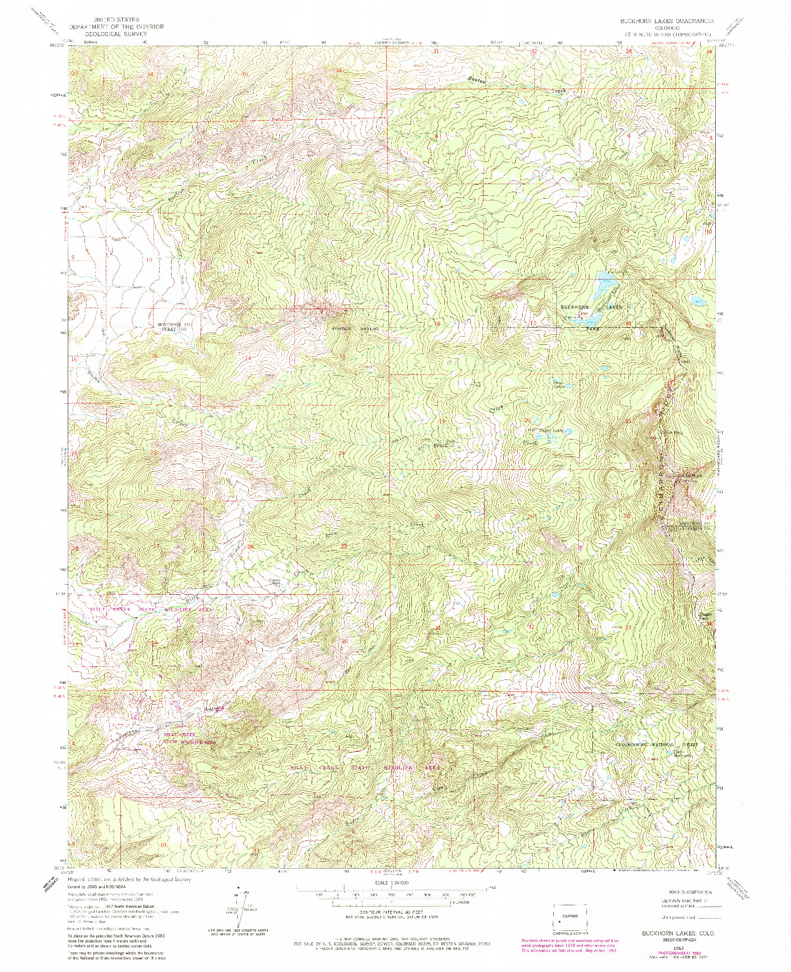 USGS 1:24000-SCALE QUADRANGLE FOR BUCKHORN LAKES, CO 1963