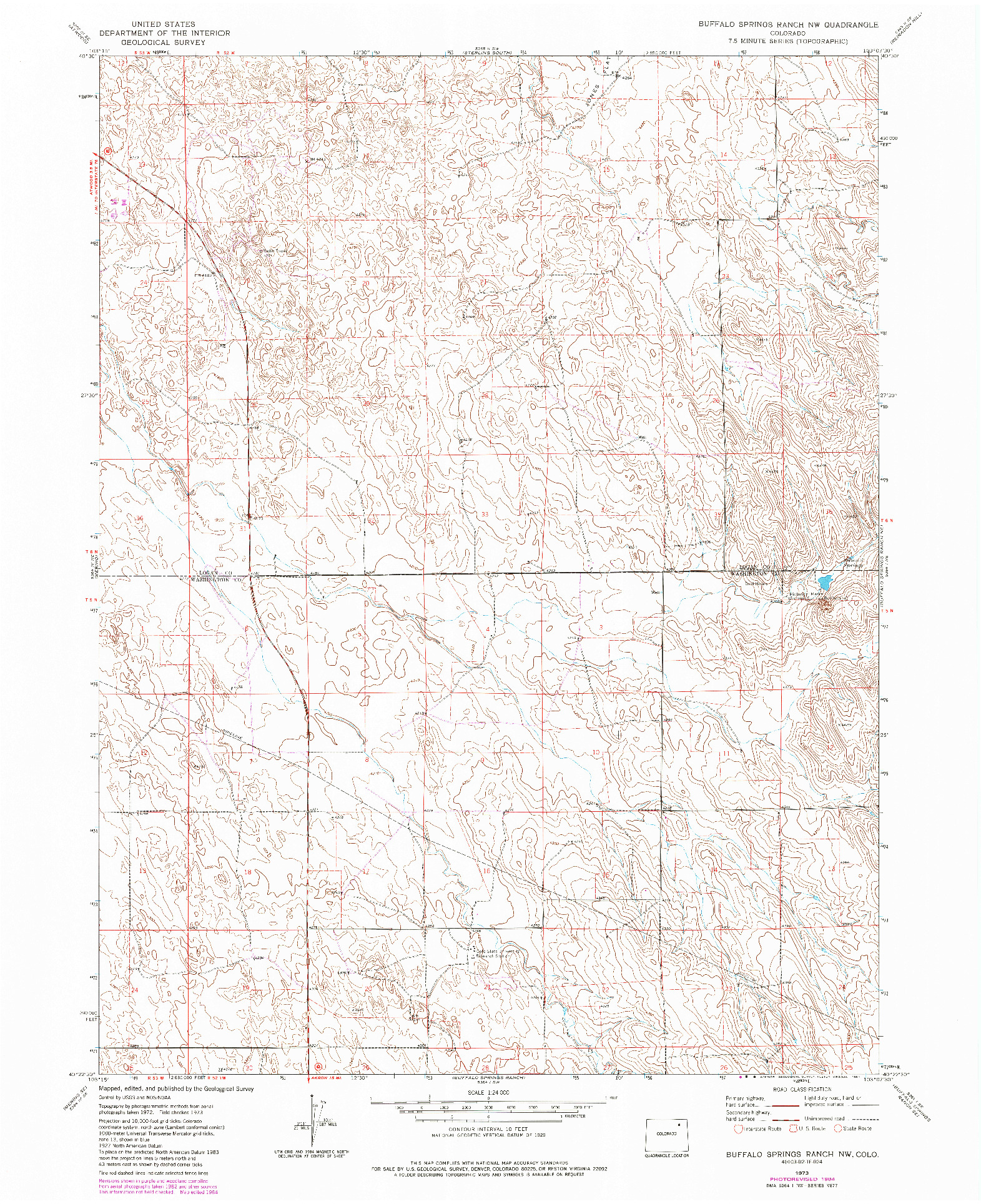 USGS 1:24000-SCALE QUADRANGLE FOR BUFFALO SPRINGS RANCH, CO 1973