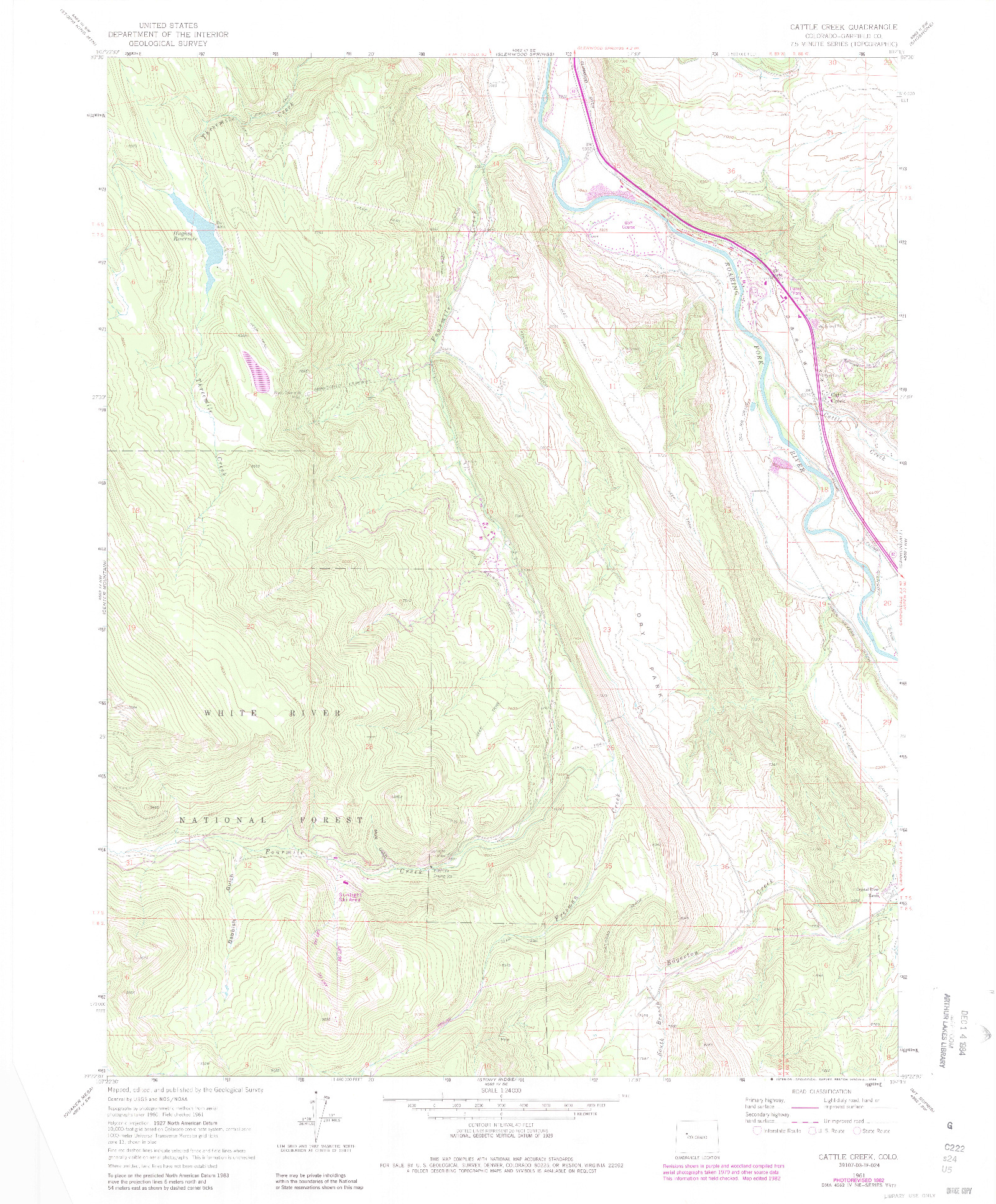 USGS 1:24000-SCALE QUADRANGLE FOR CATTLE CREEK, CO 1961