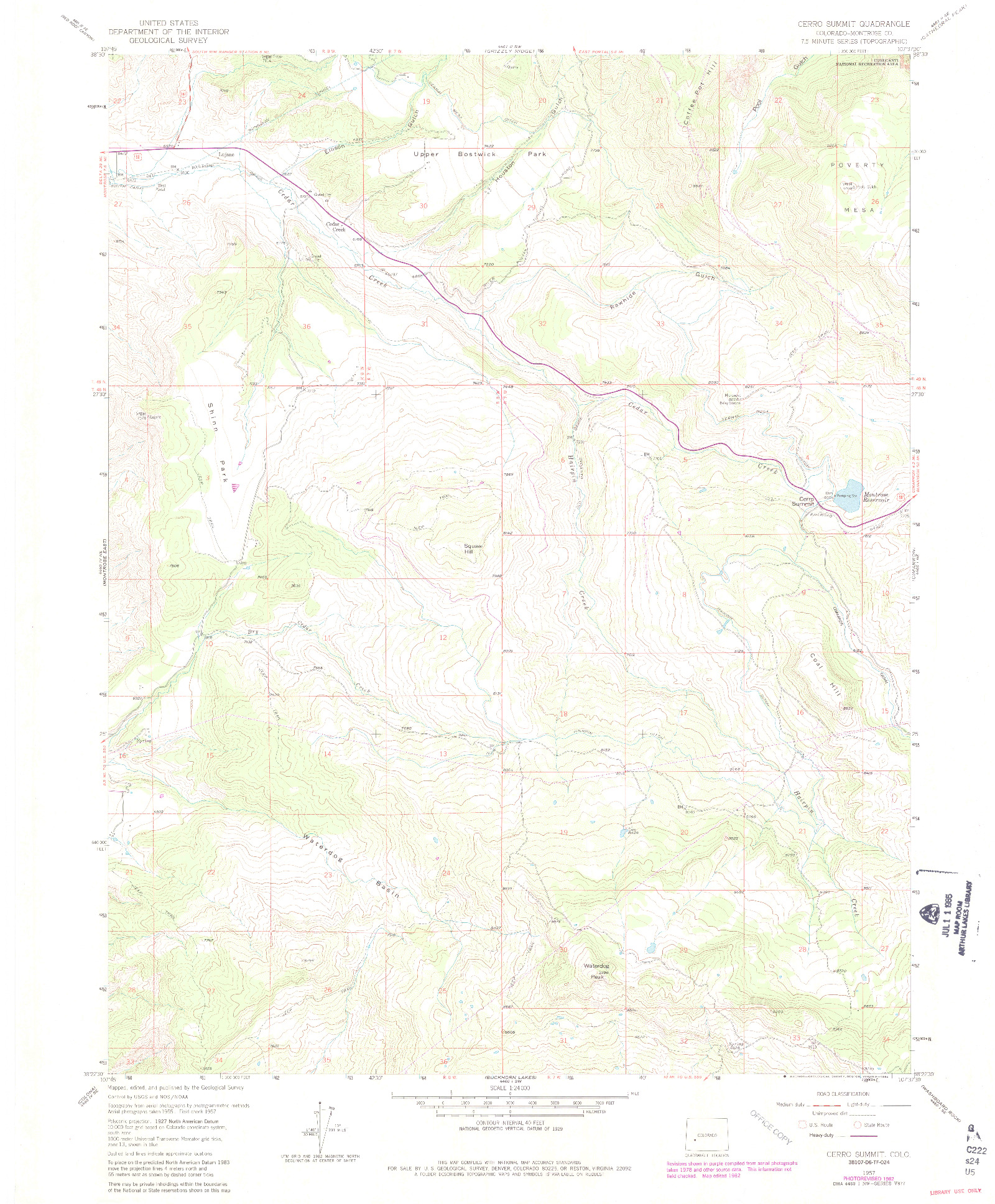 USGS 1:24000-SCALE QUADRANGLE FOR CERRO SUMMIT, CO 1957