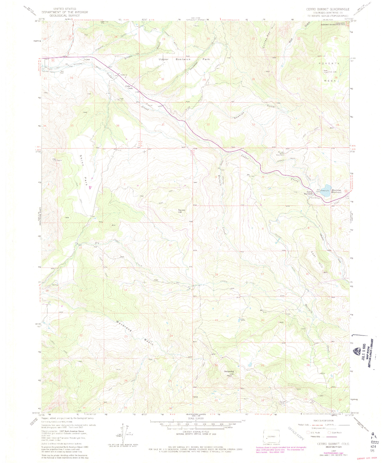 USGS 1:24000-SCALE QUADRANGLE FOR CERRO SUMMIT, CO 1957