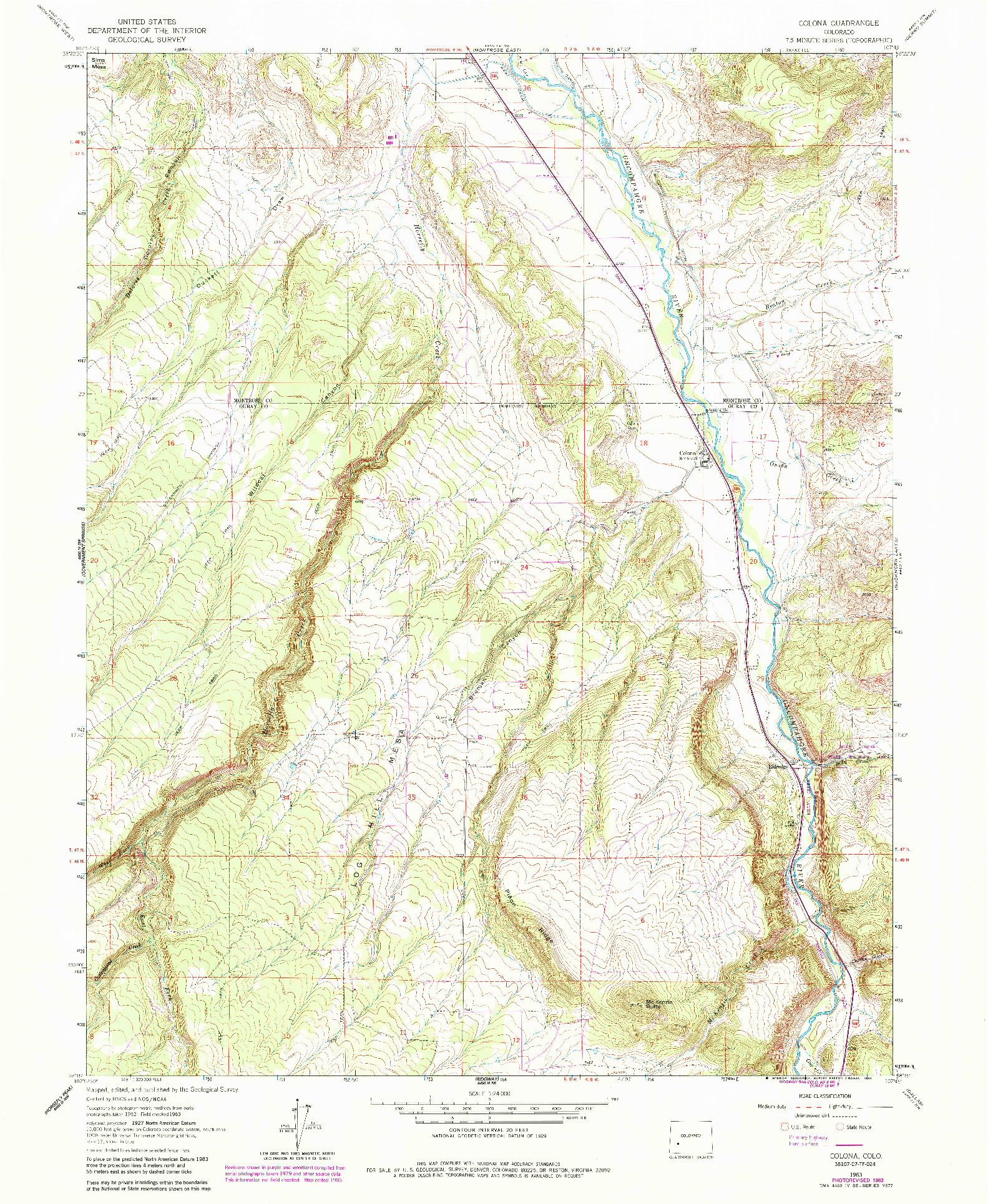 USGS 1:24000-SCALE QUADRANGLE FOR COLONA, CO 1963