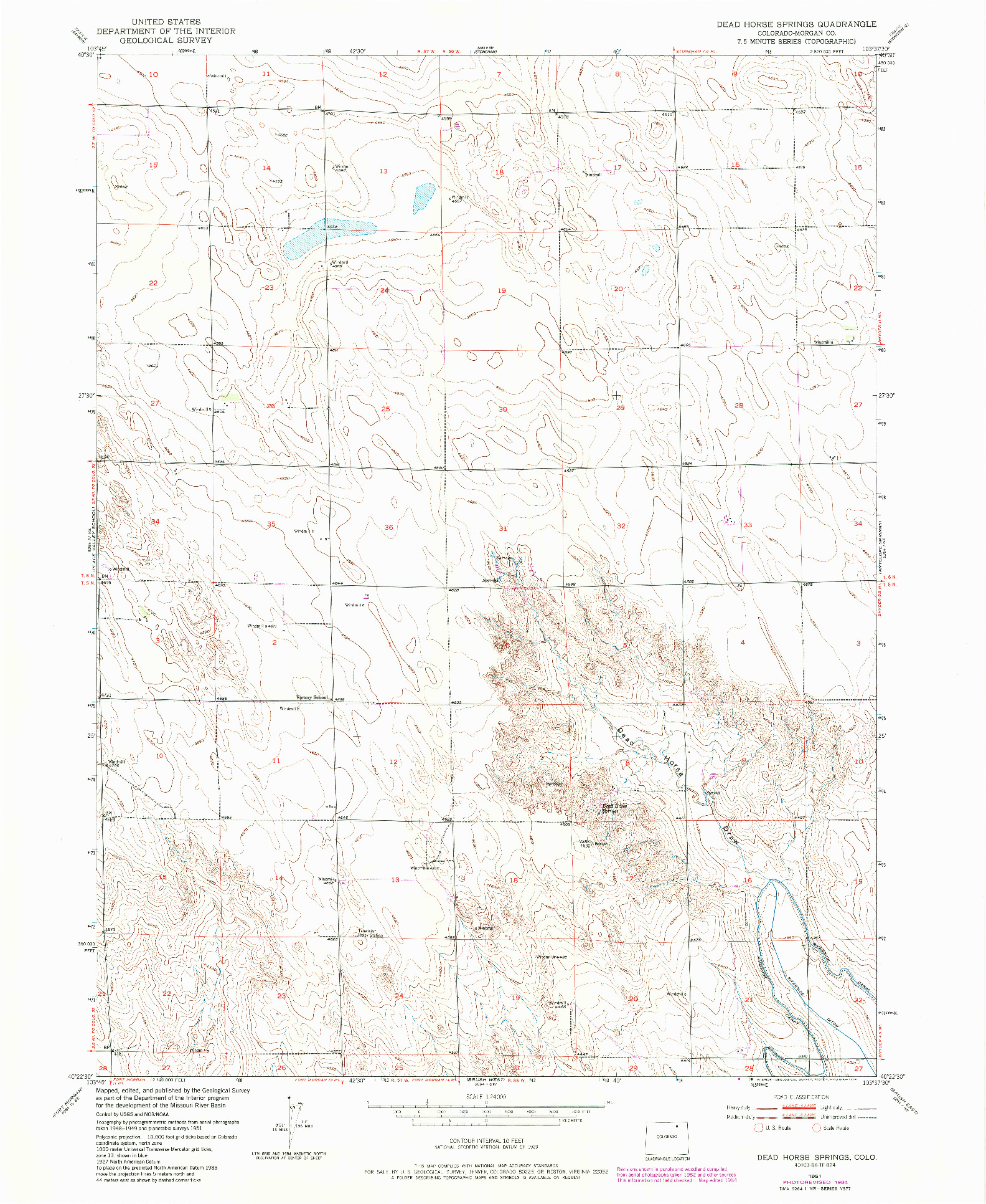 USGS 1:24000-SCALE QUADRANGLE FOR DEAD HORSE SPRINGS, CO 1951