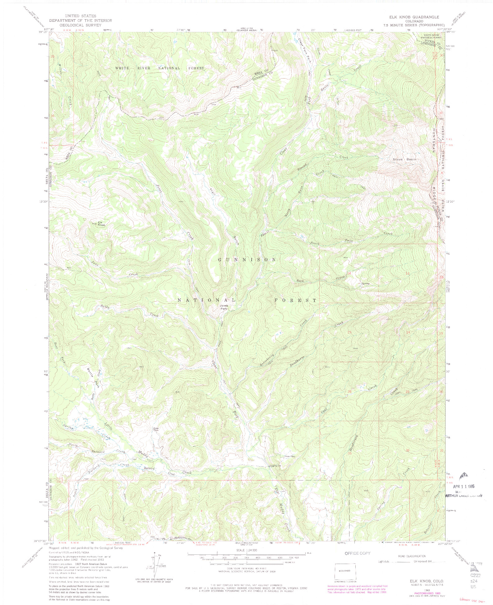 USGS 1:24000-SCALE QUADRANGLE FOR ELK KNOB, CO 1963