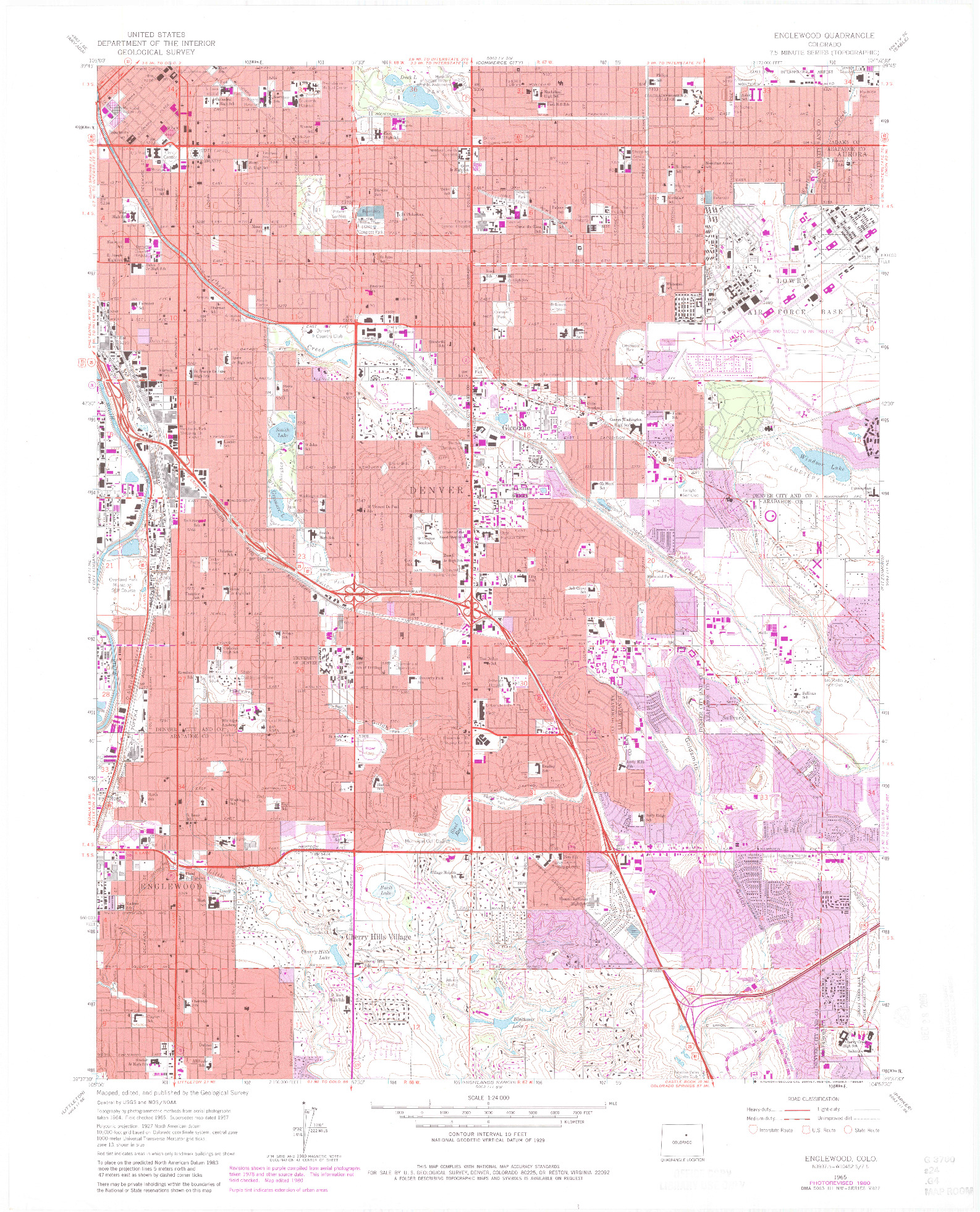 USGS 1:24000-SCALE QUADRANGLE FOR ENGLEWOOD, CO 1965