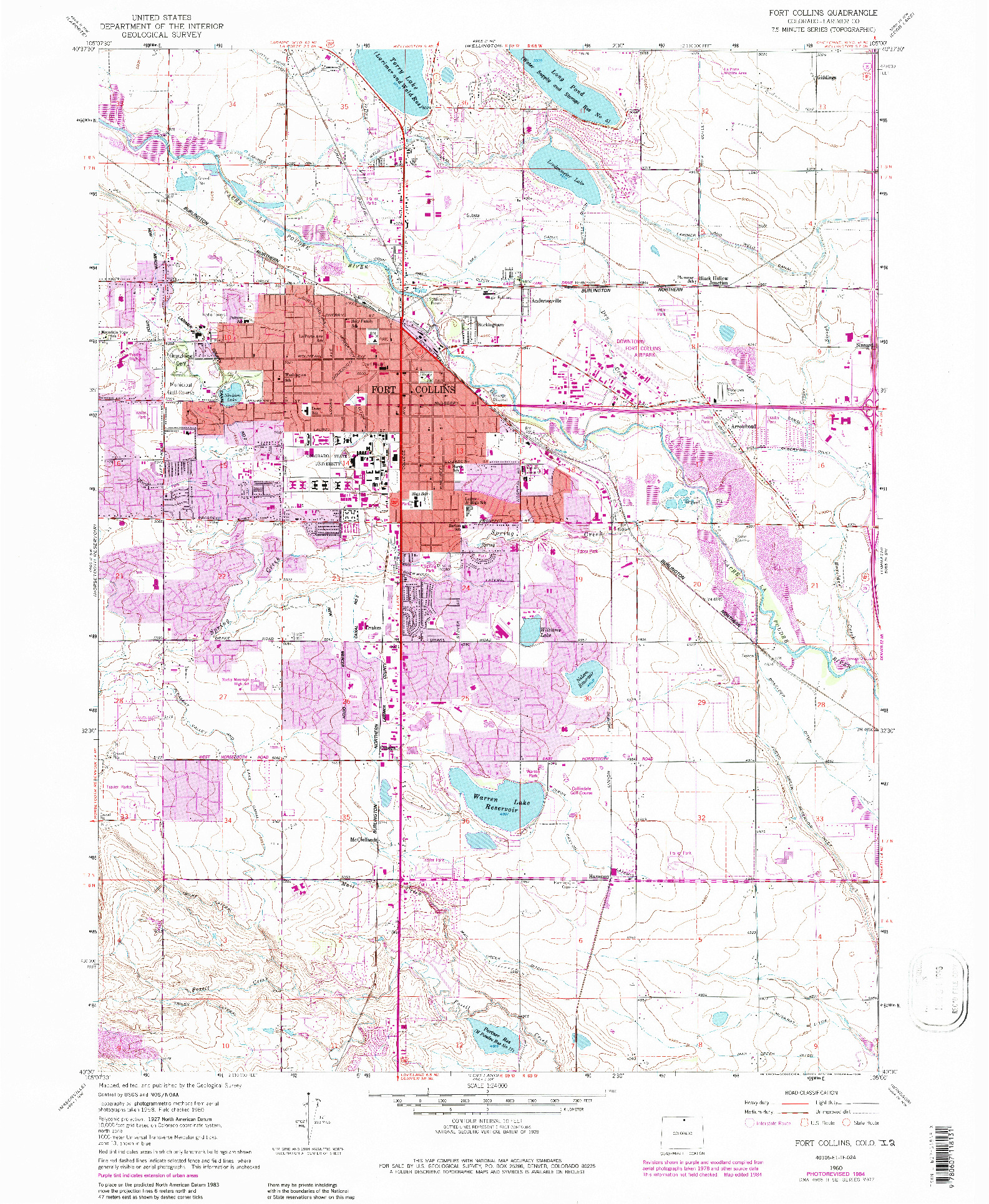 USGS 1:24000-SCALE QUADRANGLE FOR FORT COLLINS, CO 1960