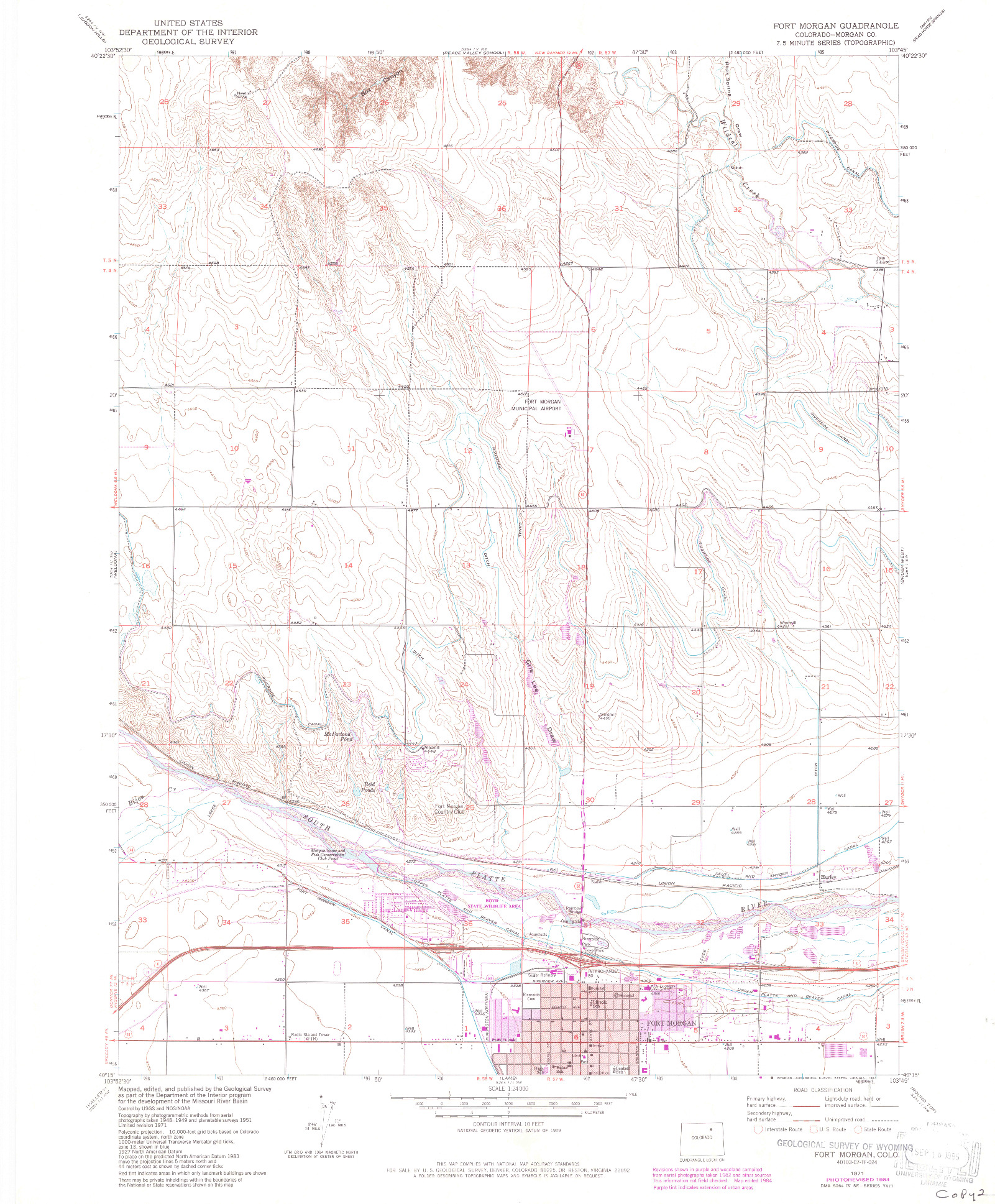 USGS 1:24000-SCALE QUADRANGLE FOR FORT MORGAN, CO 1971