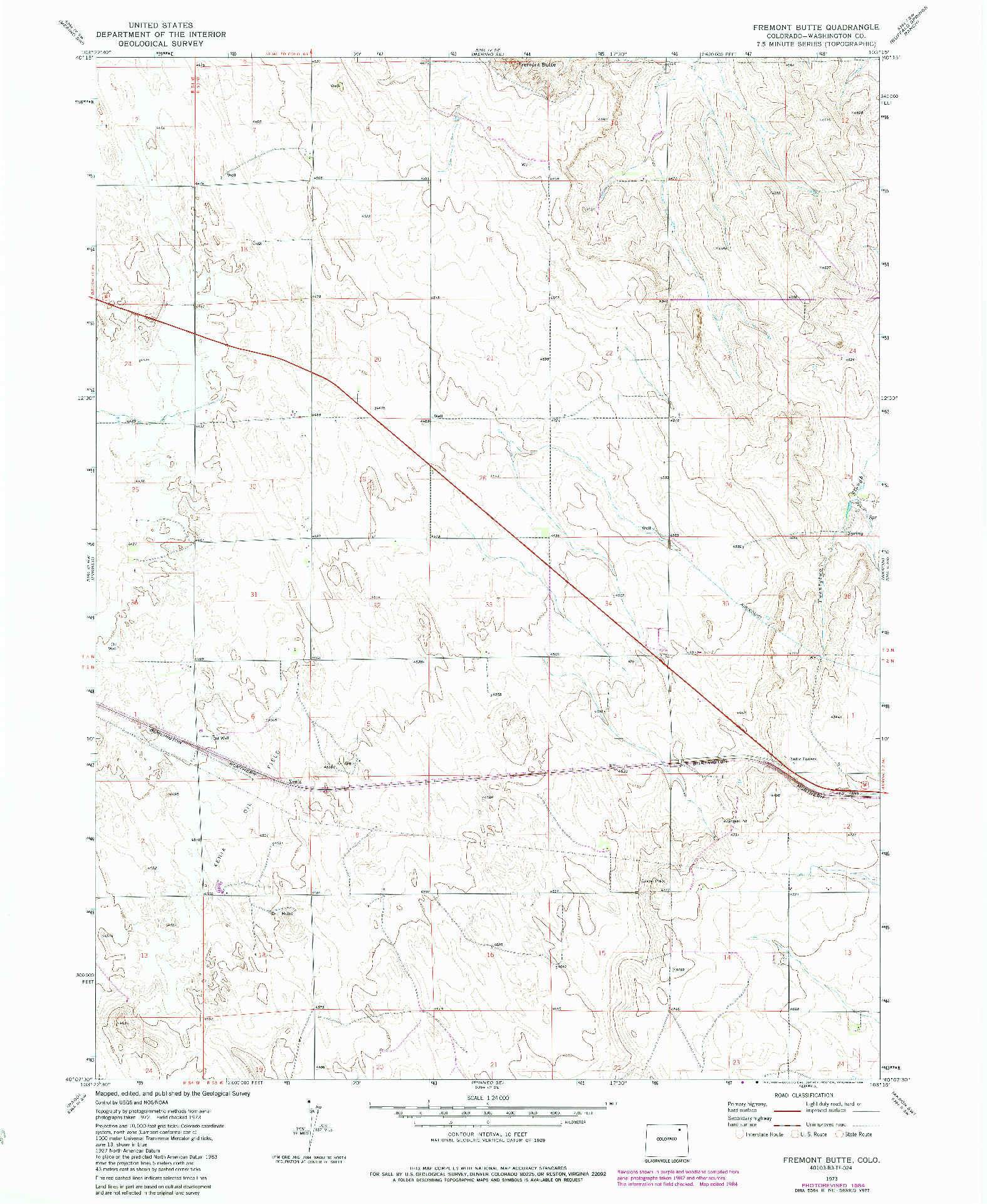 USGS 1:24000-SCALE QUADRANGLE FOR FREMONT BUTTE, CO 1973