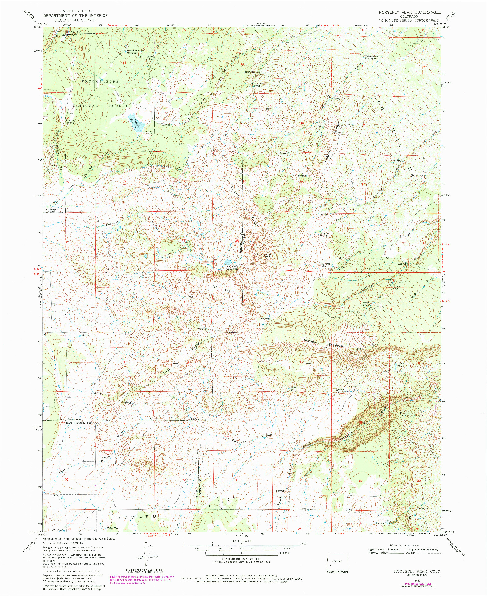 USGS 1:24000-SCALE QUADRANGLE FOR HORSEFLY PEAK, CO 1967