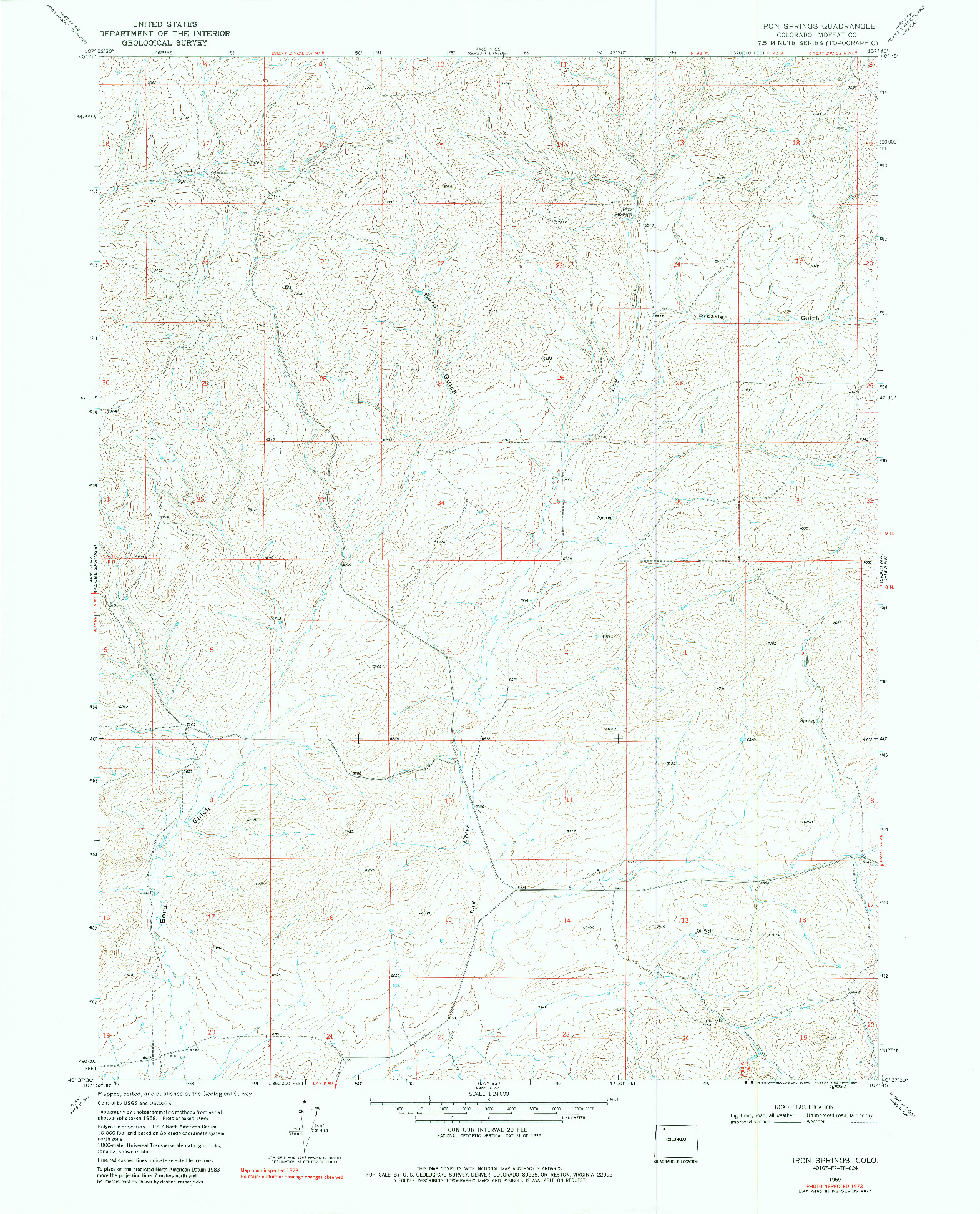 USGS 1:24000-SCALE QUADRANGLE FOR IRON SPRINGS, CO 1969