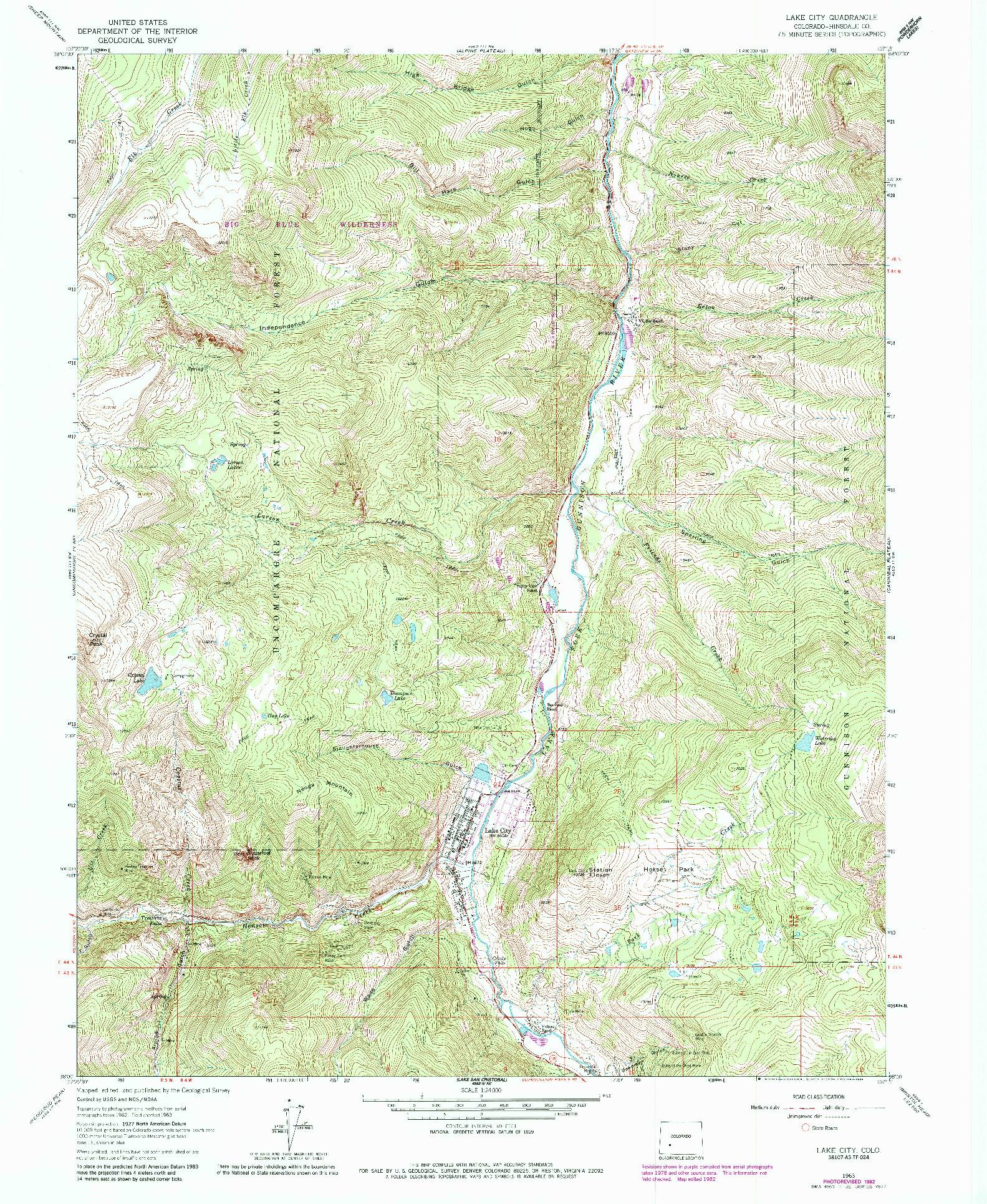 USGS 1:24000-SCALE QUADRANGLE FOR LAKE CITY, CO 1963