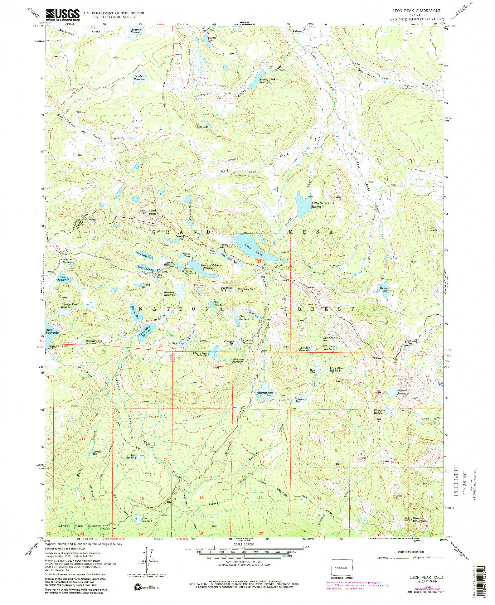 USGS 1:24000-SCALE QUADRANGLE FOR LEON PEAK, CO 1960