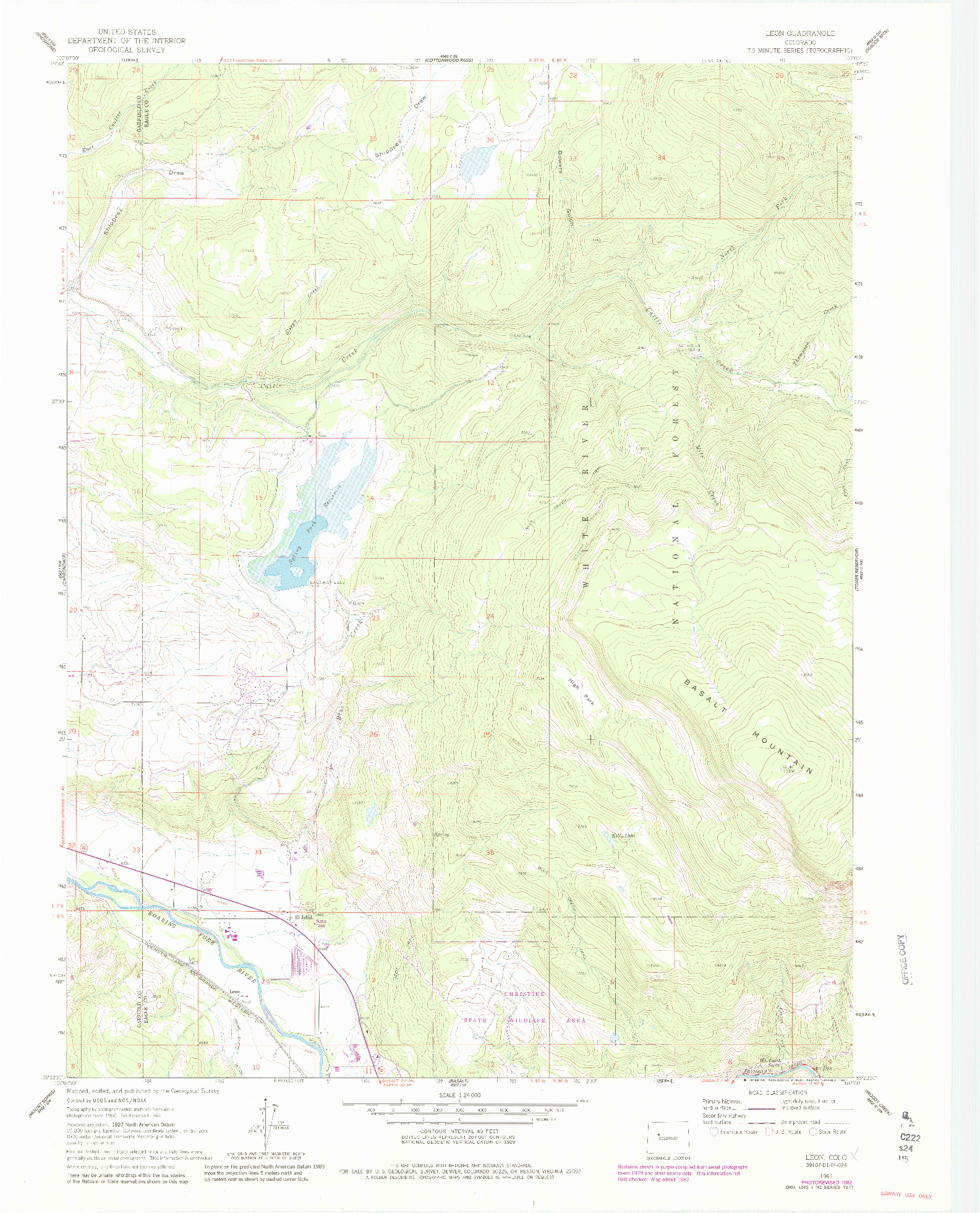 USGS 1:24000-SCALE QUADRANGLE FOR LEON, CO 1961