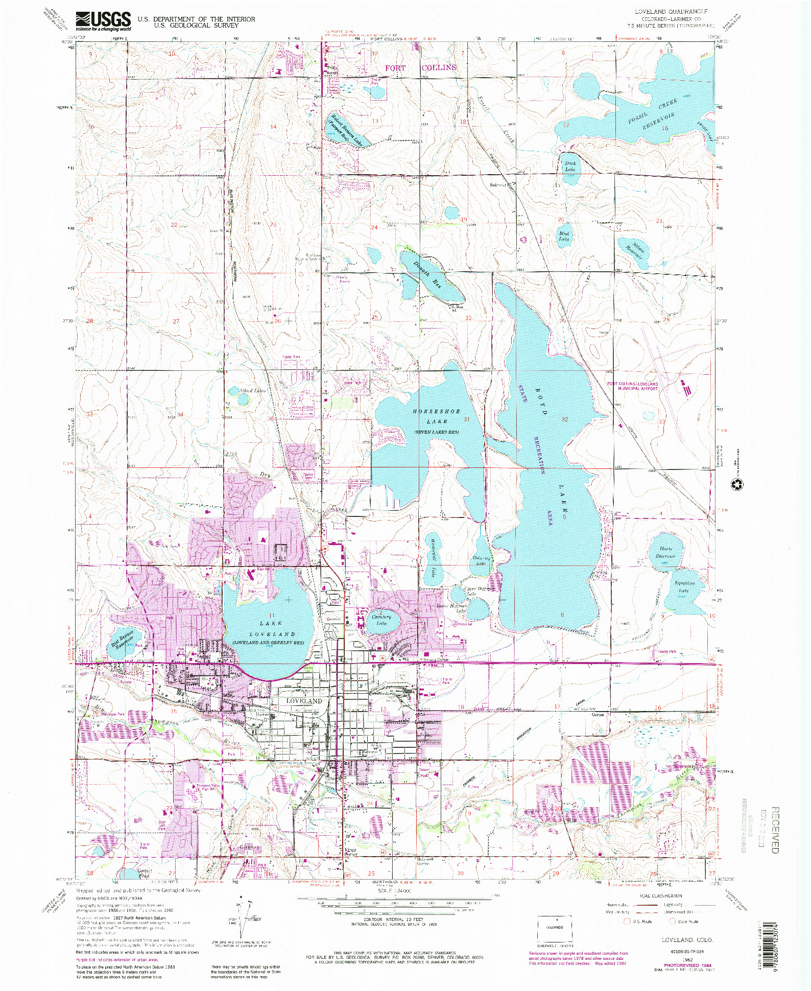 USGS 1:24000-SCALE QUADRANGLE FOR LOVELAND, CO 1962