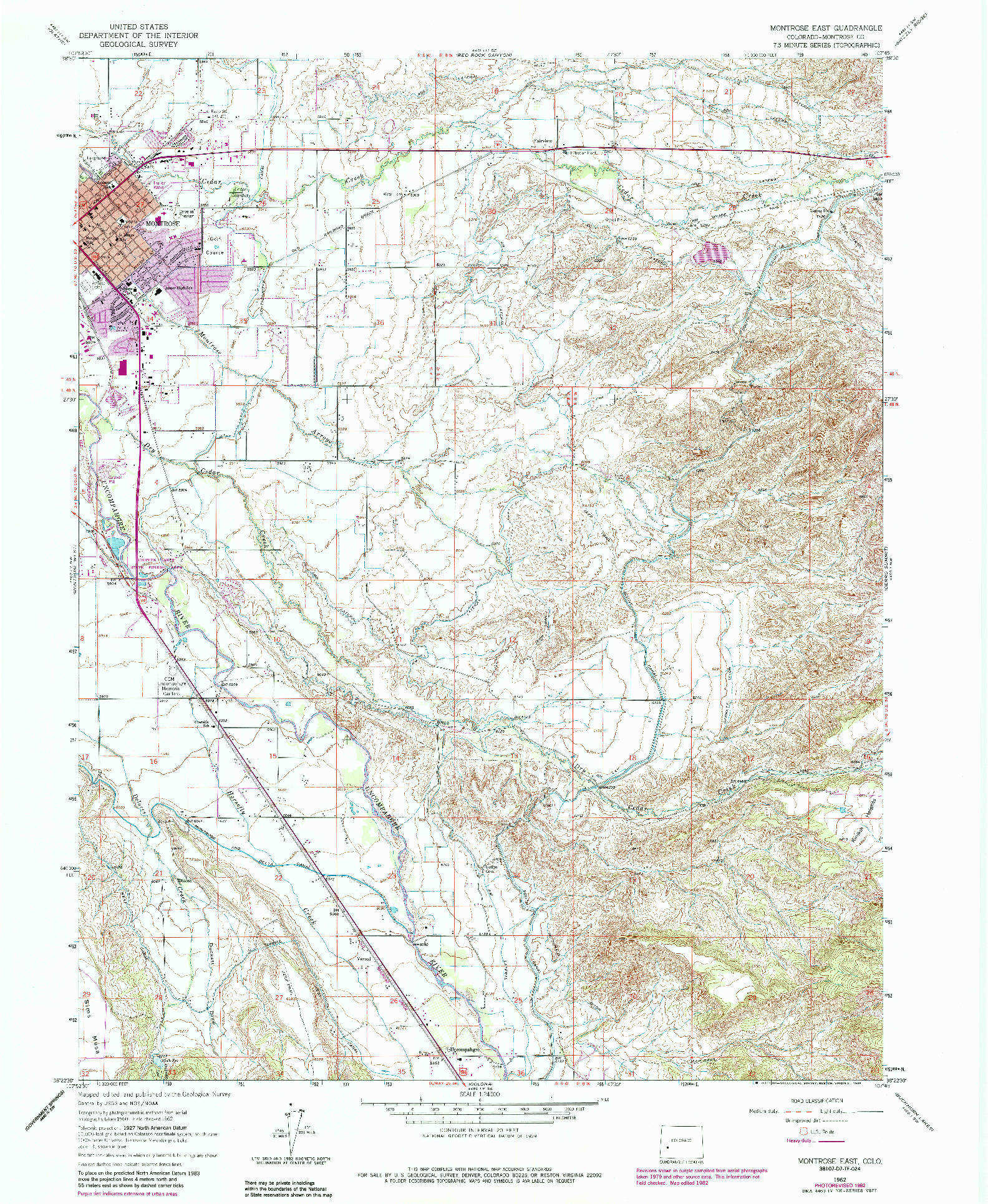 USGS 1:24000-SCALE QUADRANGLE FOR MONTROSE EAST, CO 1962