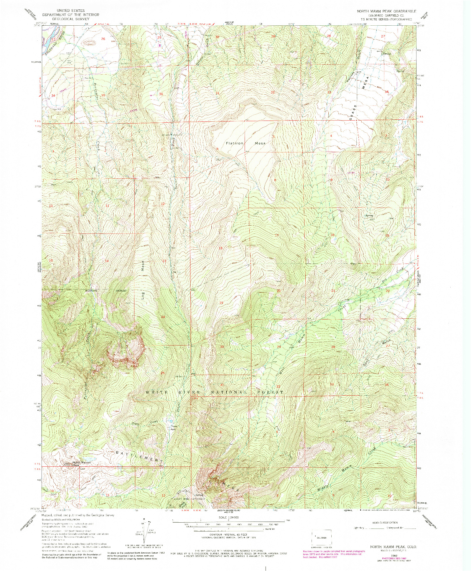 USGS 1:24000-SCALE QUADRANGLE FOR NORTH MAMM PEAK, CO 1960