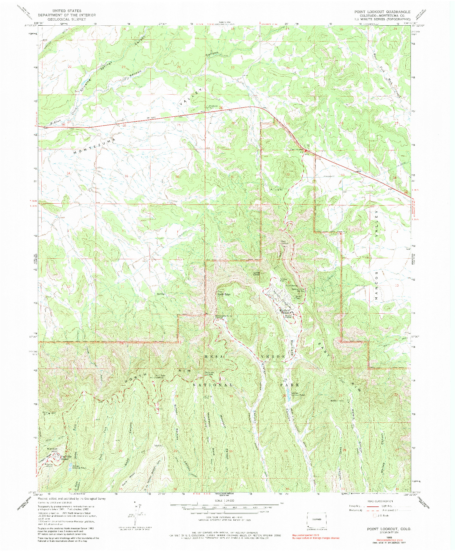 USGS 1:24000-SCALE QUADRANGLE FOR POINT LOOKOUT, CO 1965