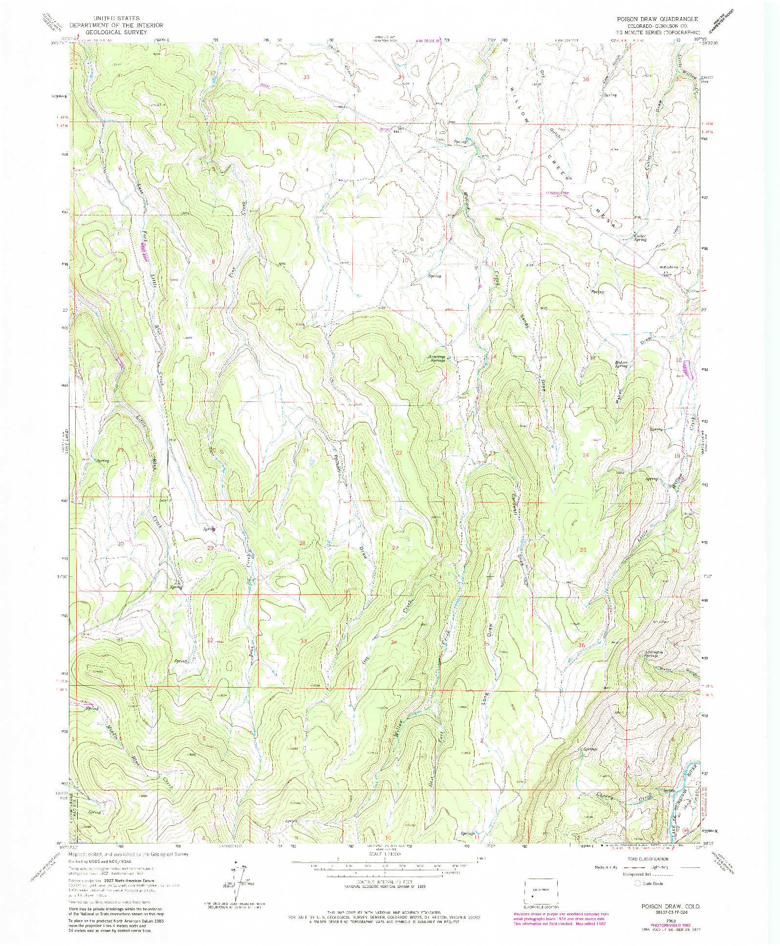 USGS 1:24000-SCALE QUADRANGLE FOR POISON DRAW, CO 1963