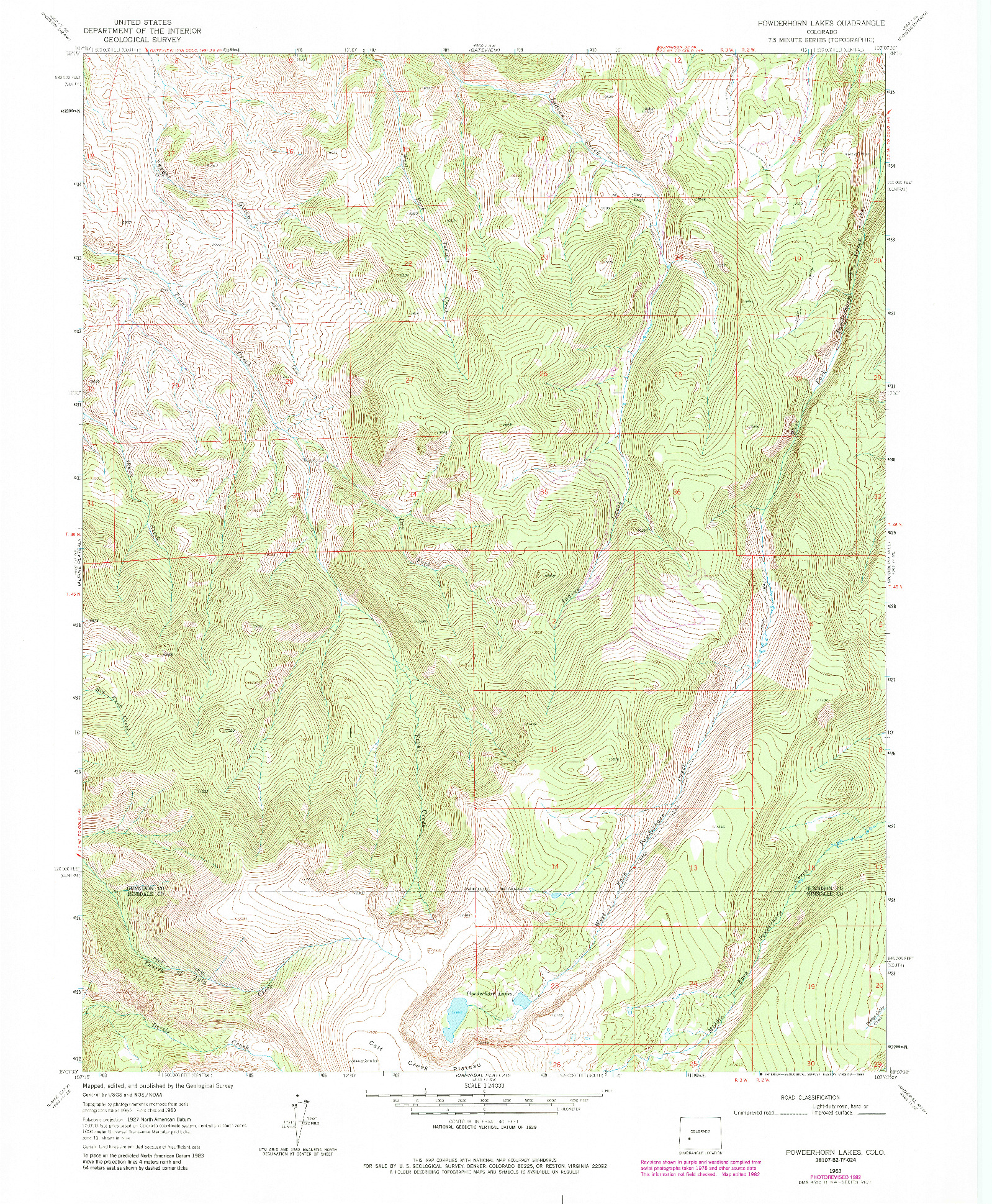 USGS 1:24000-SCALE QUADRANGLE FOR POWDERHORN LAKES, CO 1963