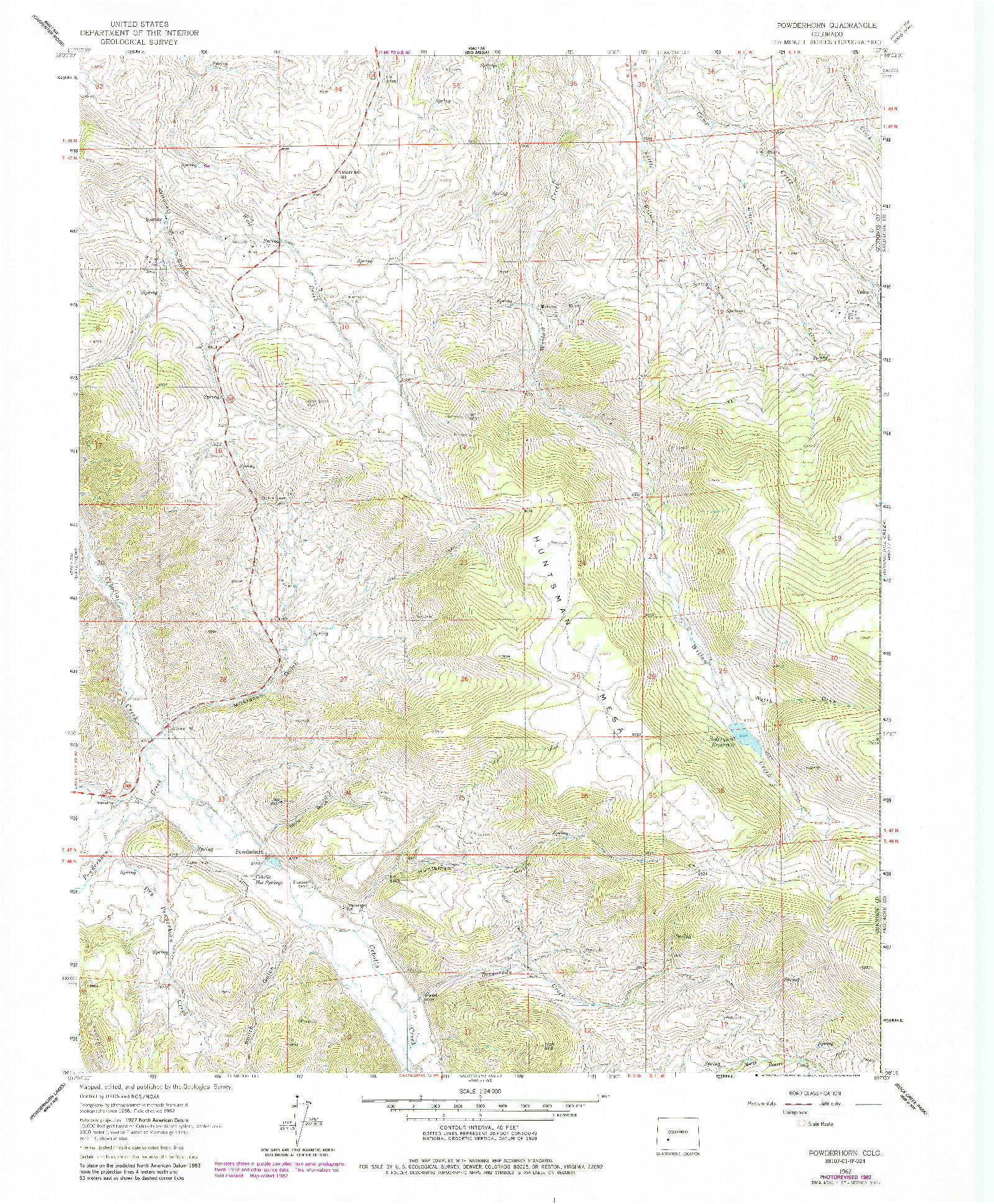 USGS 1:24000-SCALE QUADRANGLE FOR POWDERHORN, CO 1962