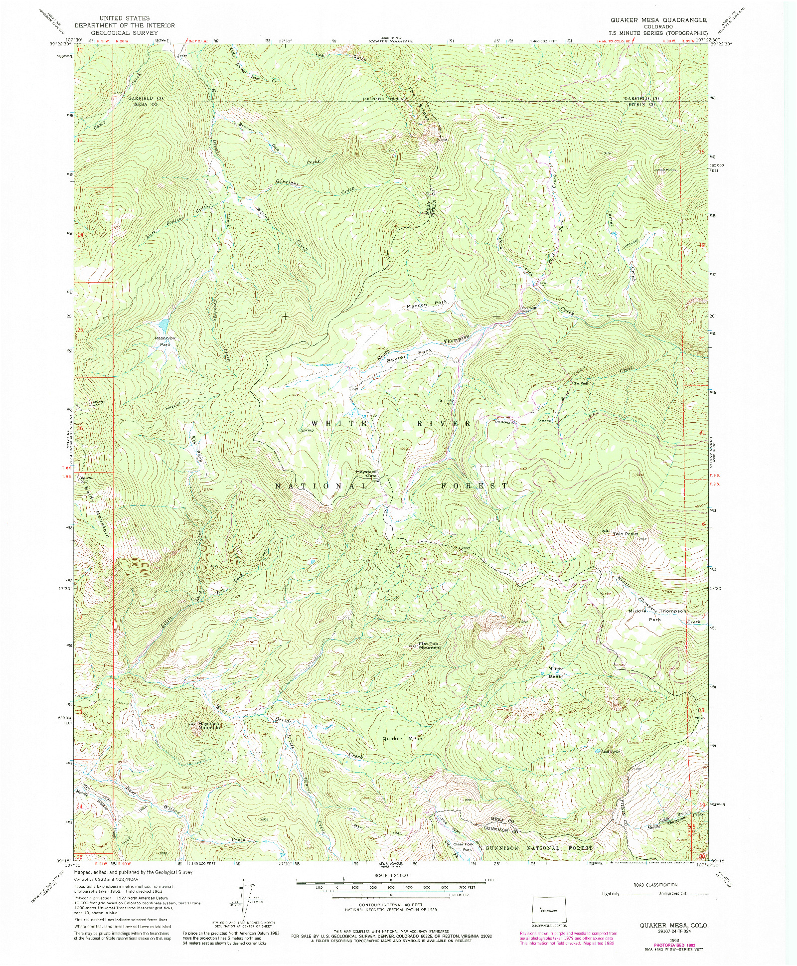 USGS 1:24000-SCALE QUADRANGLE FOR QUAKER MESA, CO 1963