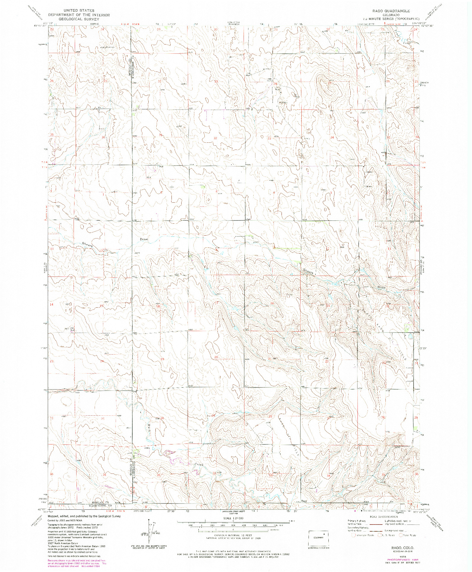 USGS 1:24000-SCALE QUADRANGLE FOR RAGO, CO 1973