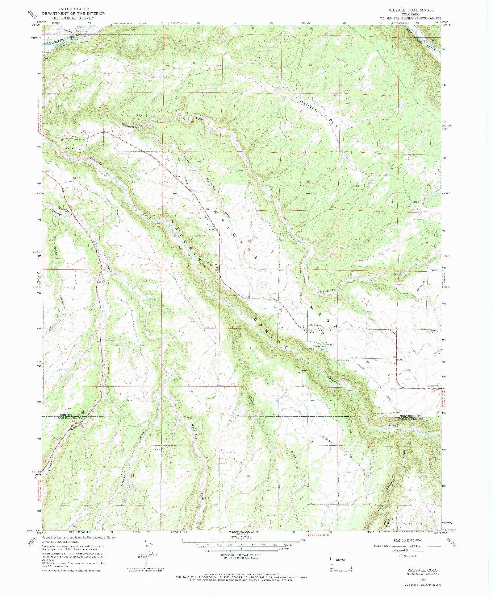 USGS 1:24000-SCALE QUADRANGLE FOR REDVALE, CO 1964