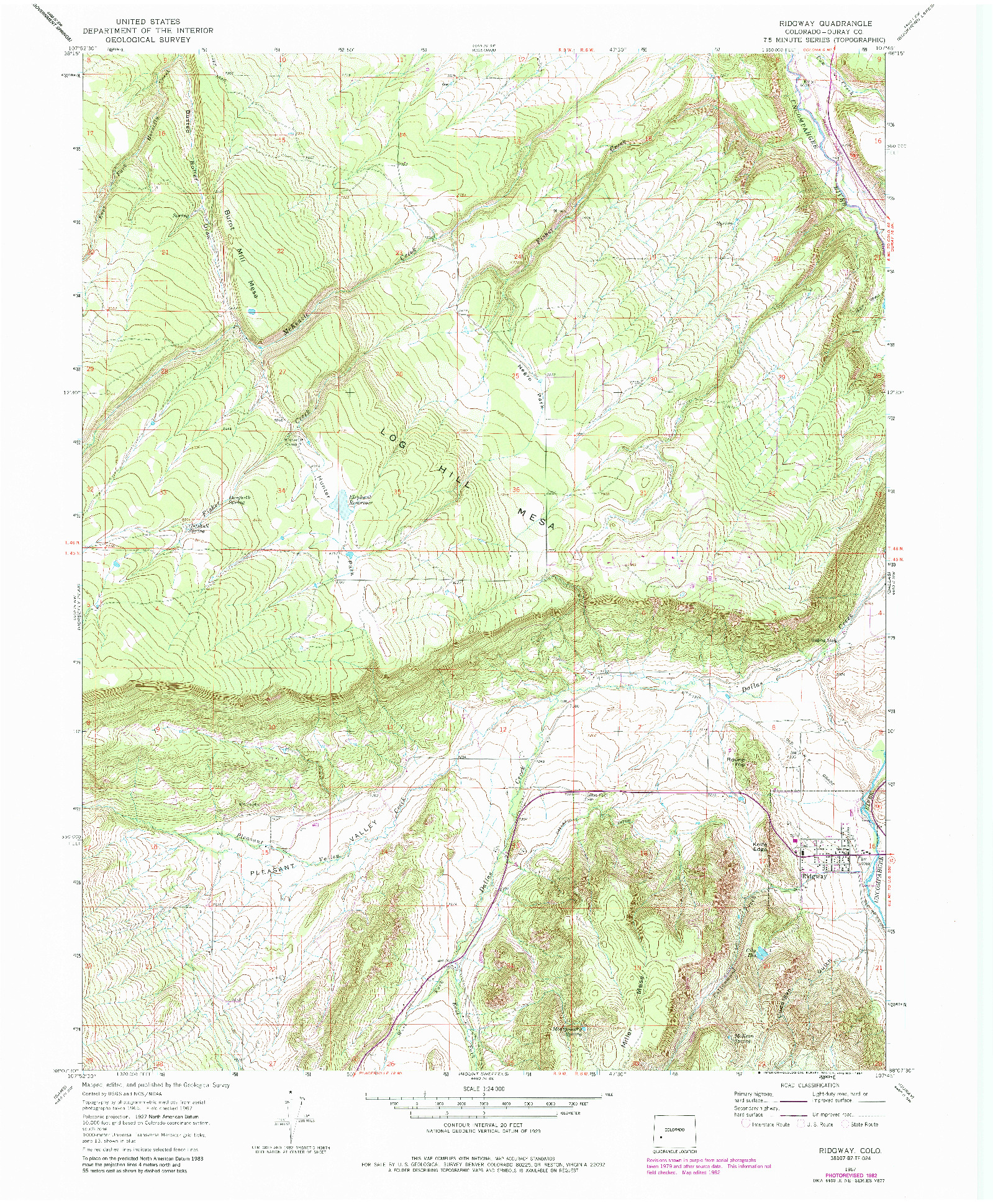 USGS 1:24000-SCALE QUADRANGLE FOR RIDGWAY, CO 1967