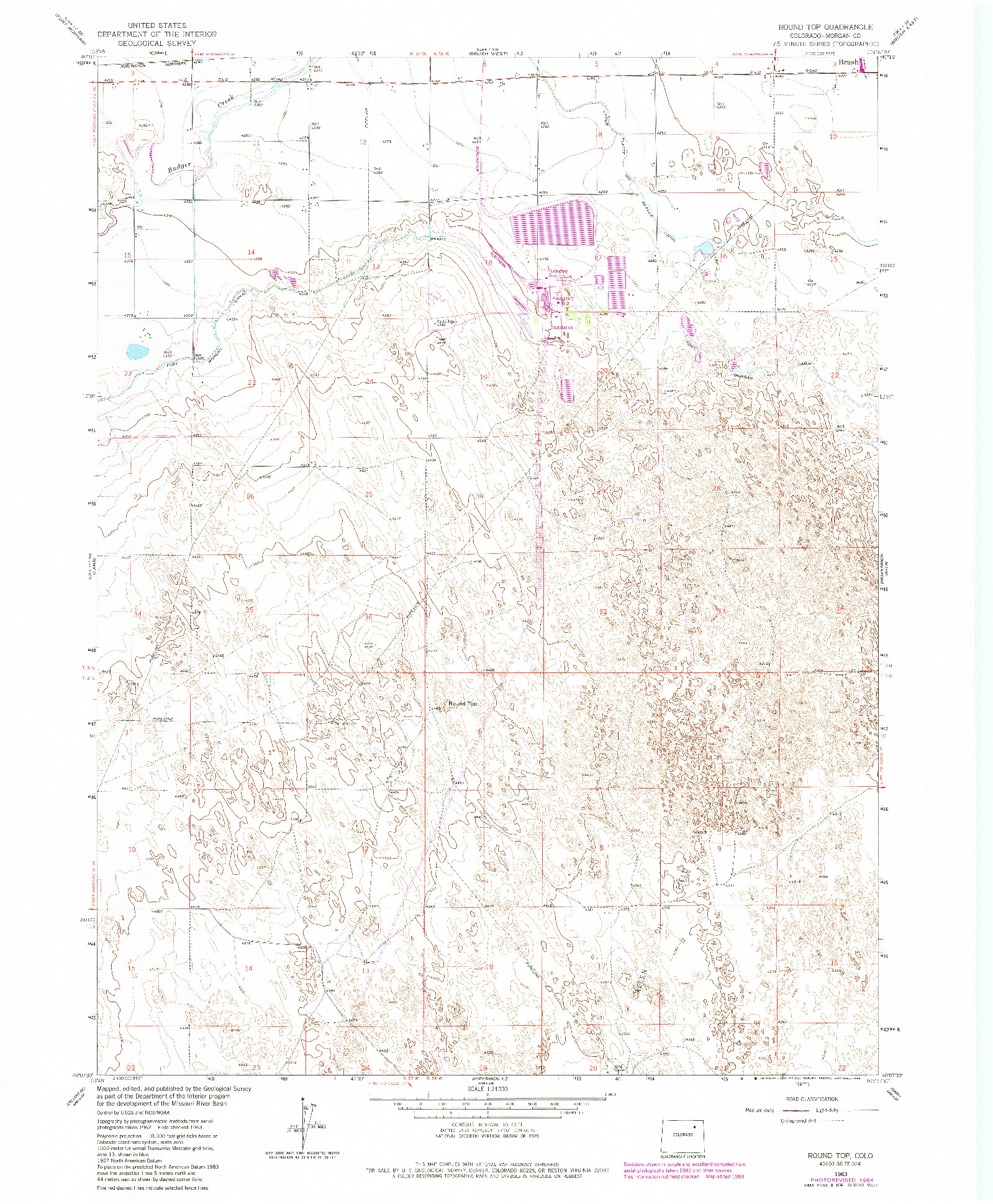 USGS 1:24000-SCALE QUADRANGLE FOR ROUND TOP, CO 1963