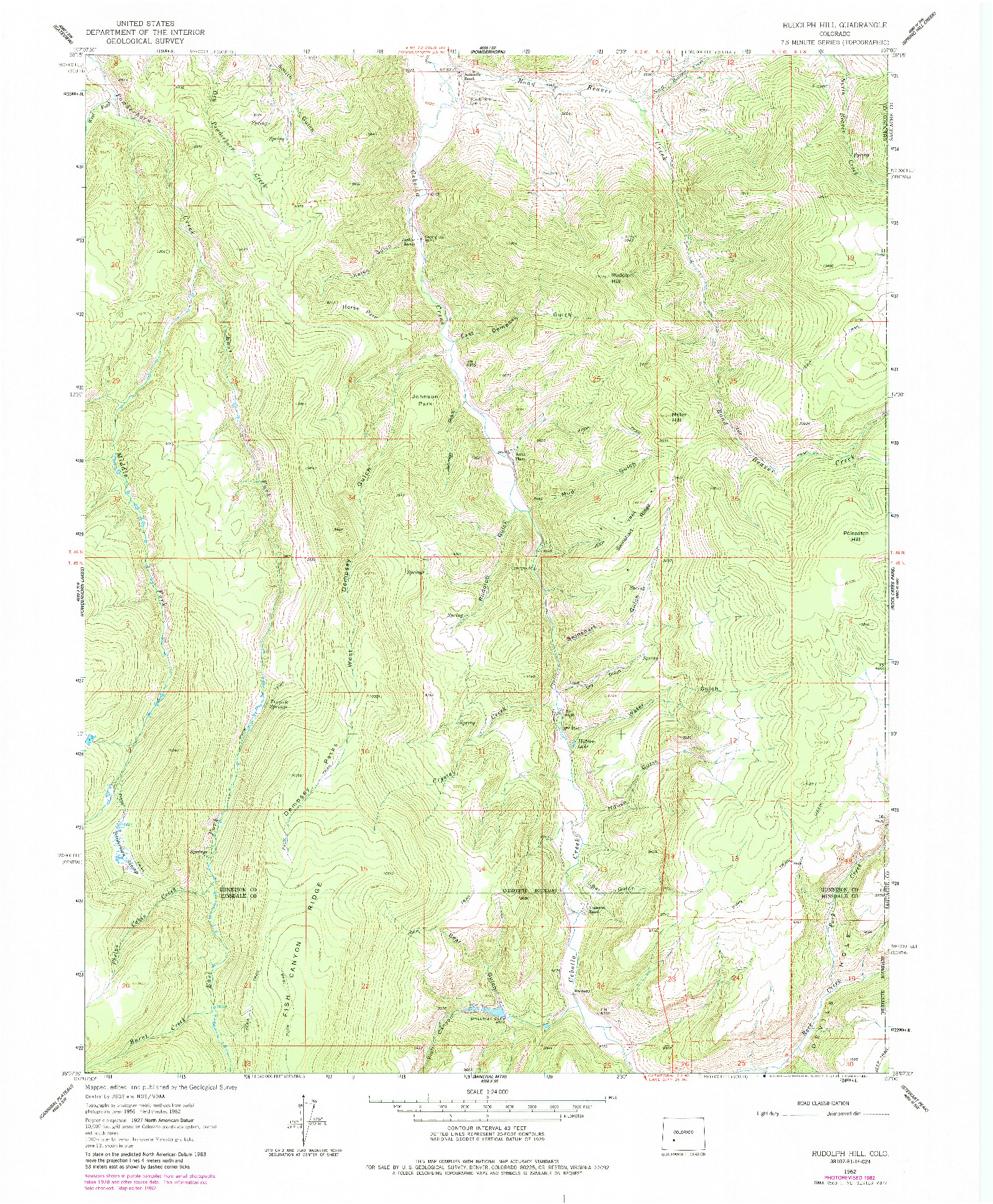 USGS 1:24000-SCALE QUADRANGLE FOR RUDOLPH HILL, CO 1962