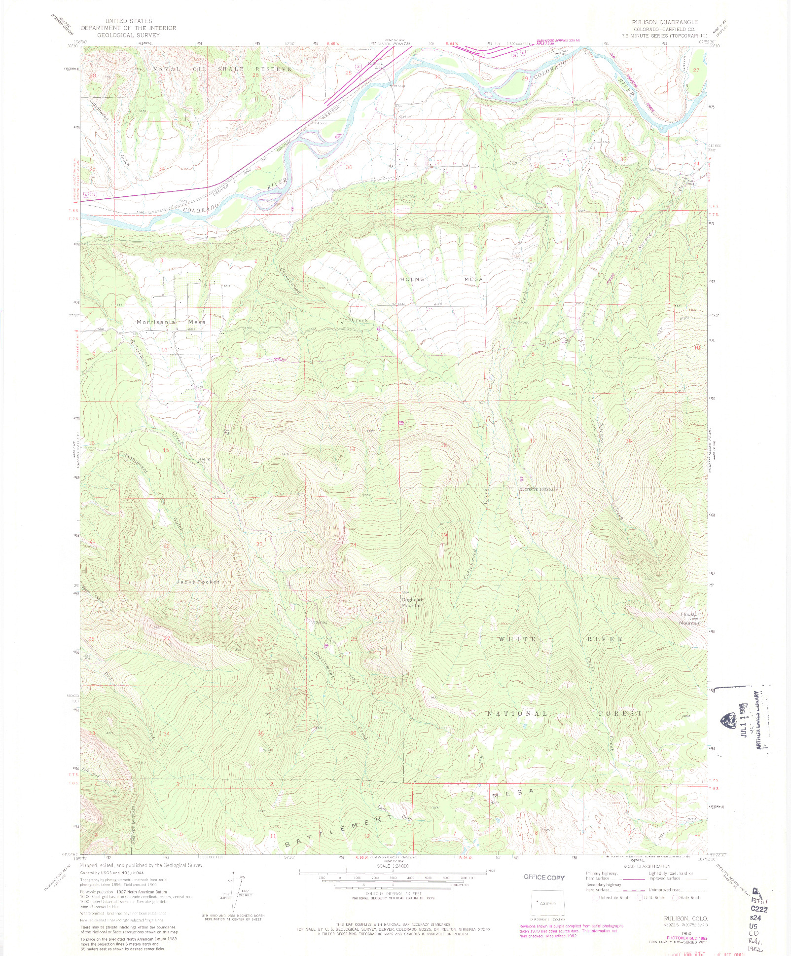 USGS 1:24000-SCALE QUADRANGLE FOR RULISON, CO 1960
