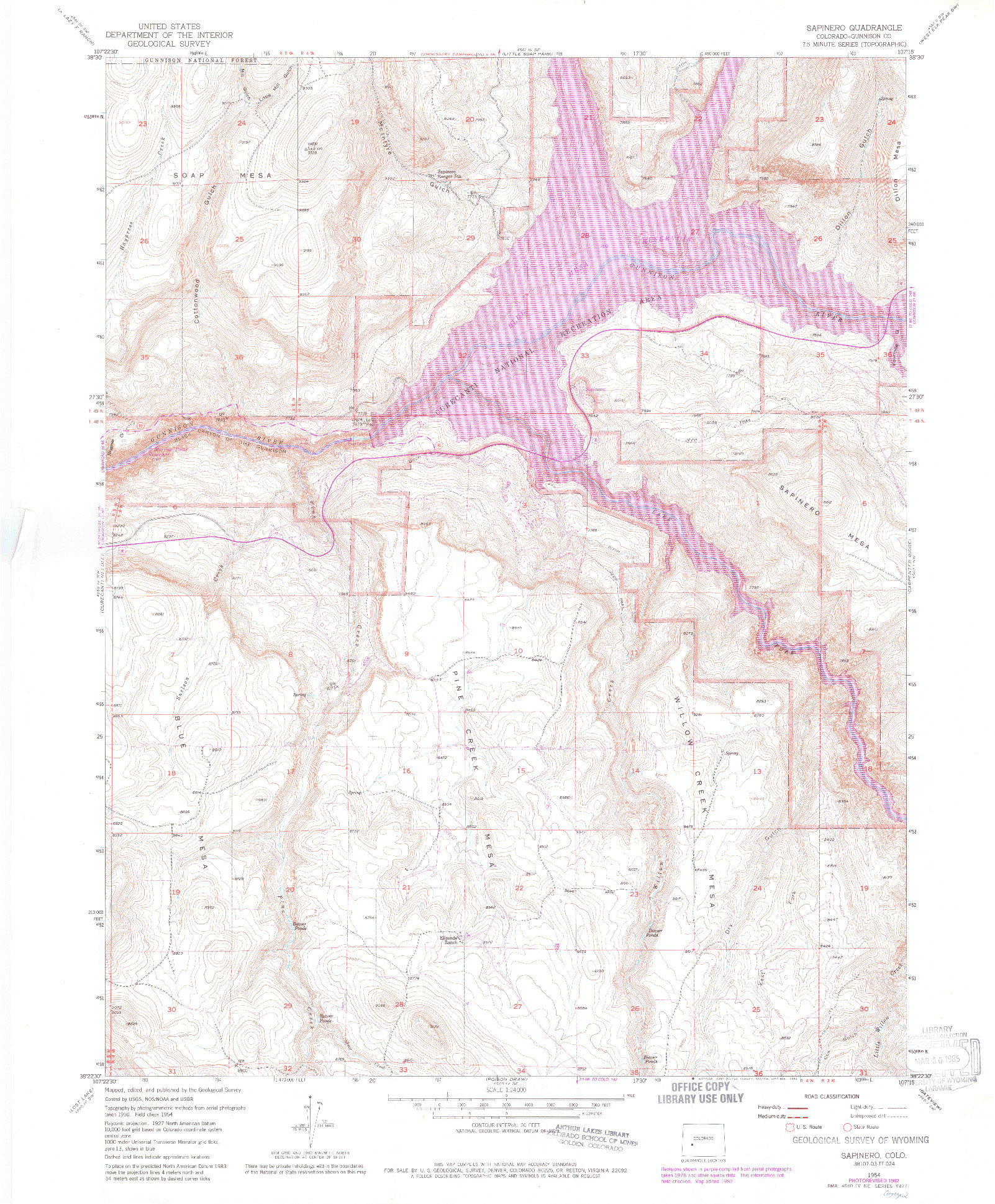 USGS 1:24000-SCALE QUADRANGLE FOR SAPINERO, CO 1954