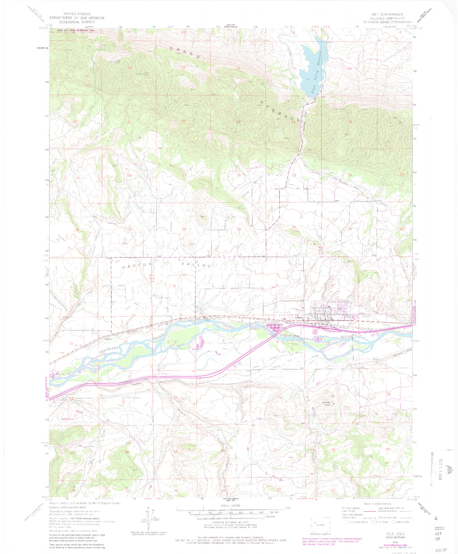 USGS 1:24000-SCALE QUADRANGLE FOR SILT, CO 1962