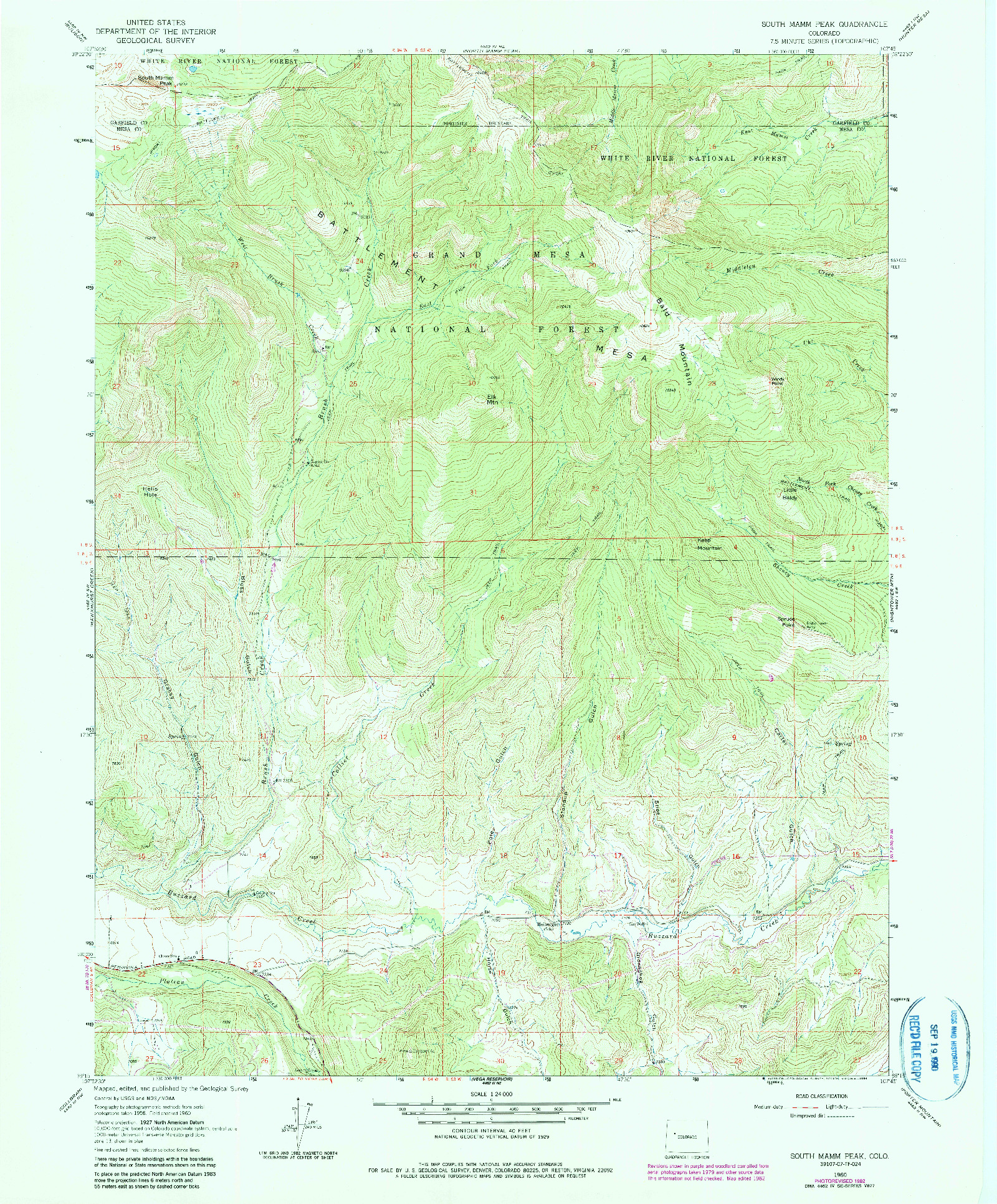 USGS 1:24000-SCALE QUADRANGLE FOR SOUTH MAMM PEAK, CO 1960
