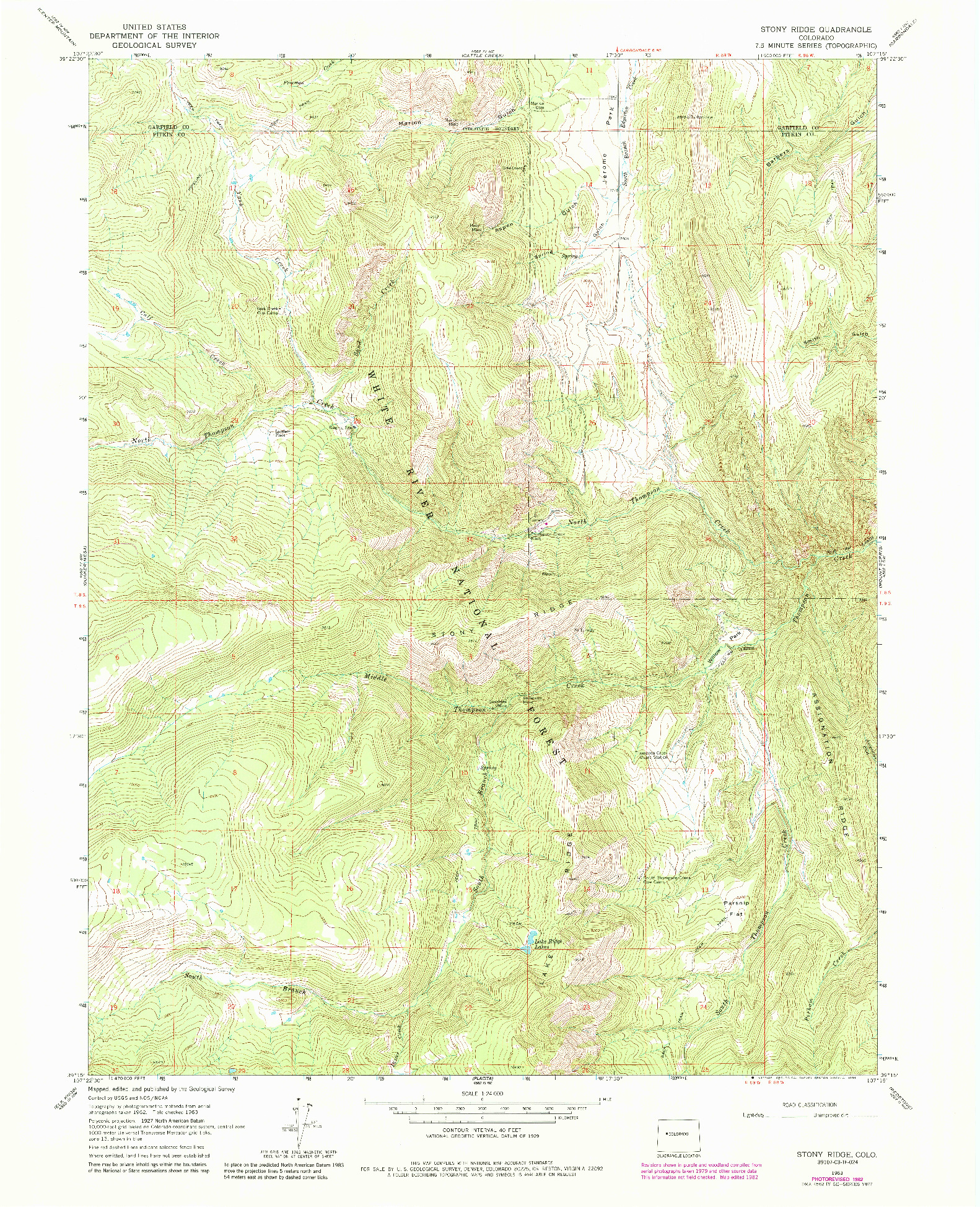 USGS 1:24000-SCALE QUADRANGLE FOR STONY RIDGE, CO 1963