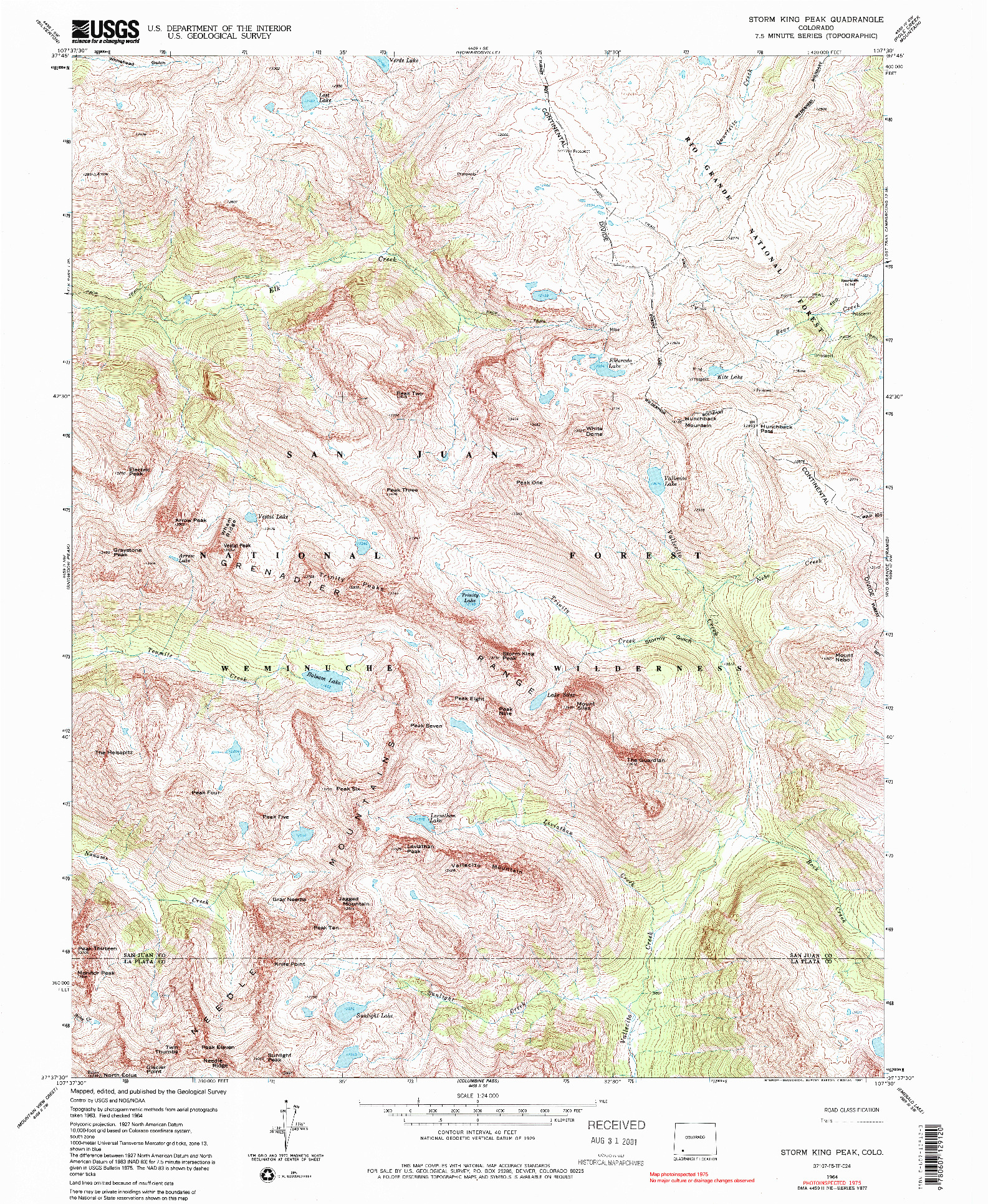 USGS 1:24000-SCALE QUADRANGLE FOR STORM KING PEAK, CO 1964