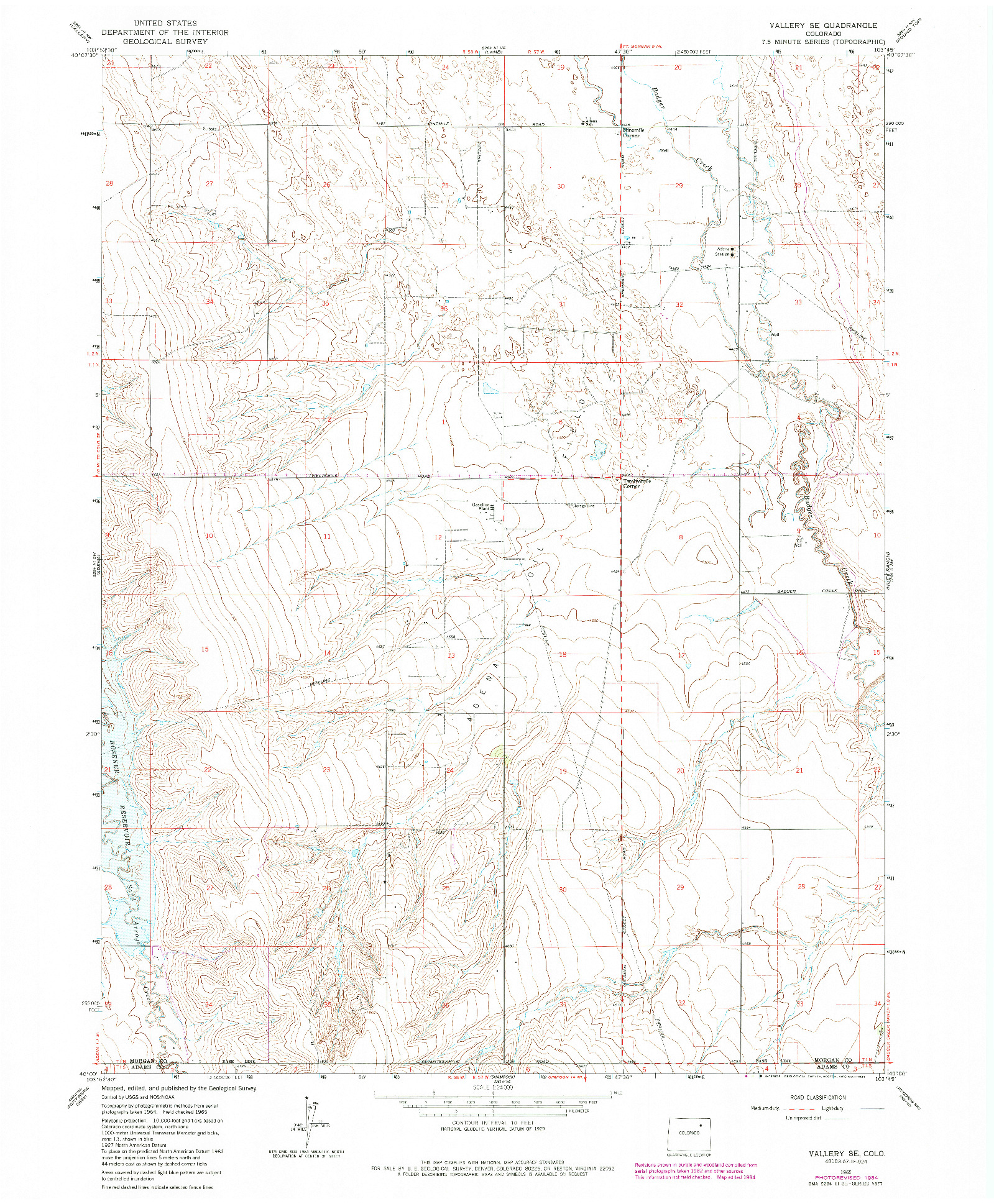 USGS 1:24000-SCALE QUADRANGLE FOR VALLERY SE, CO 1965