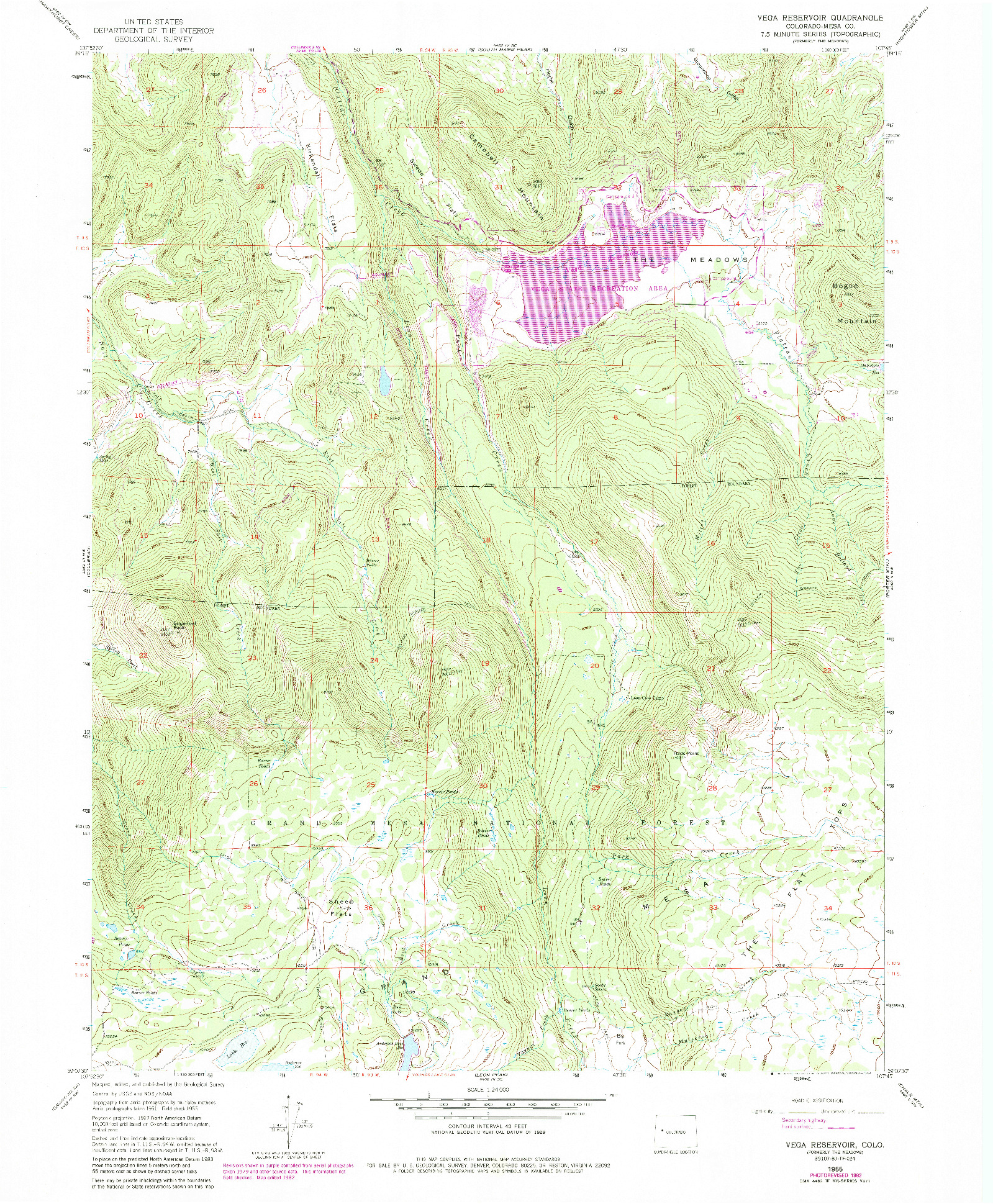 USGS 1:24000-SCALE QUADRANGLE FOR VEGA RESERVOIR, CO 1955