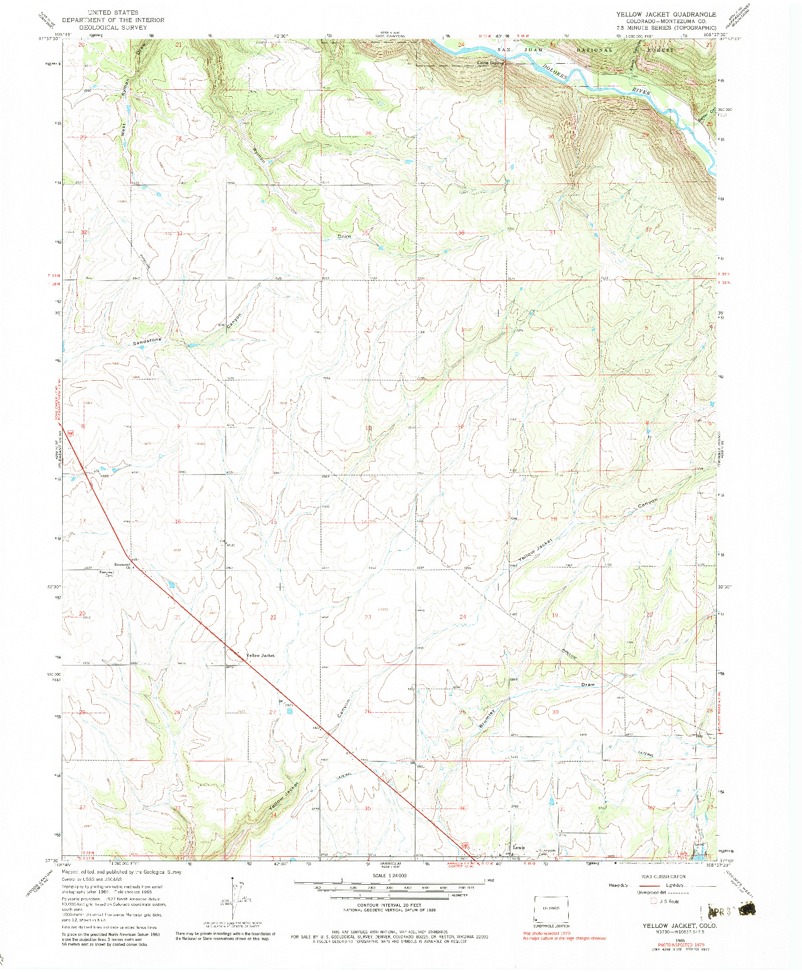 USGS 1:24000-SCALE QUADRANGLE FOR YELLOW JACKET, CO 1965