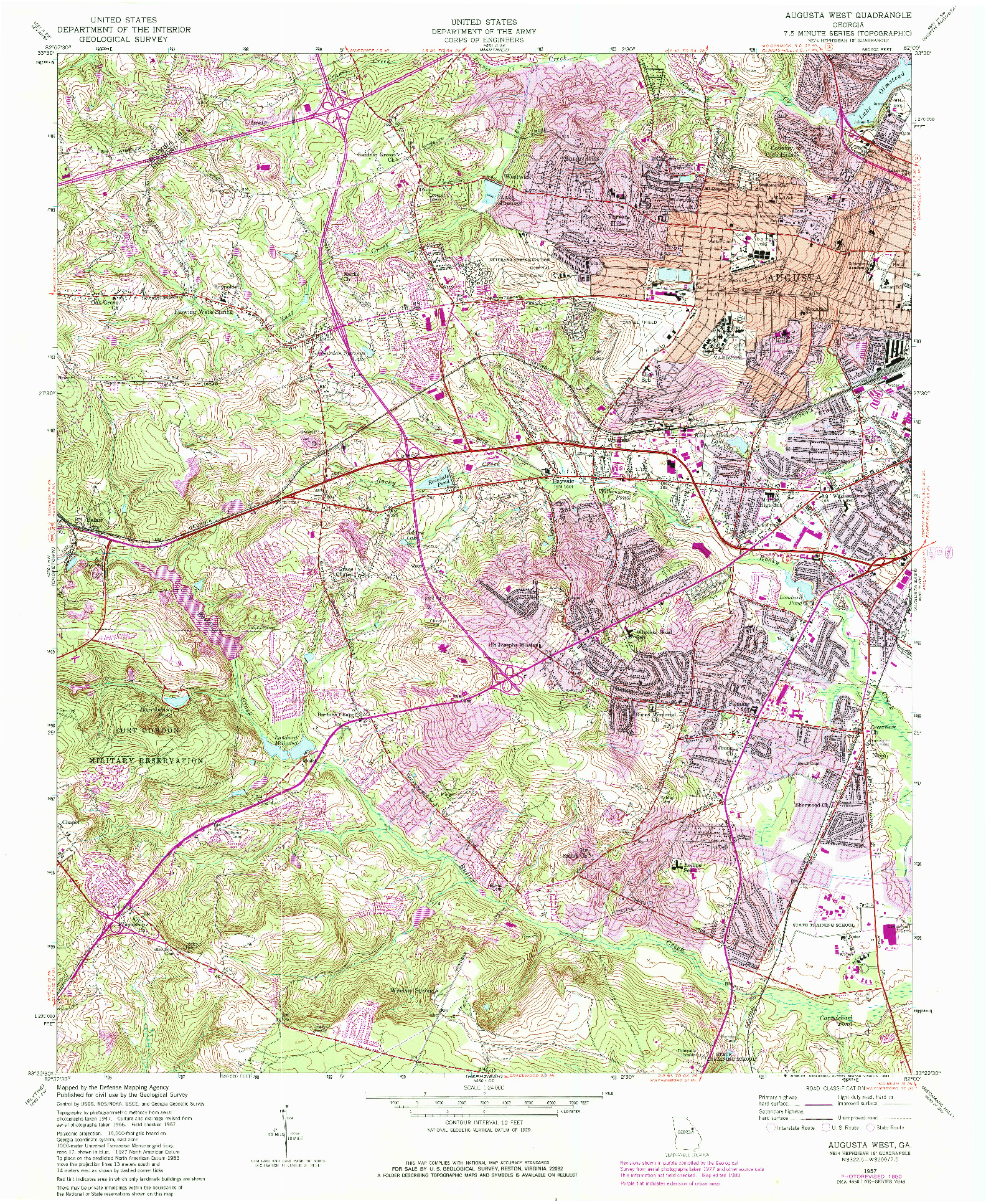 USGS 1:24000-SCALE QUADRANGLE FOR AUGUSTA WEST, GA 1957