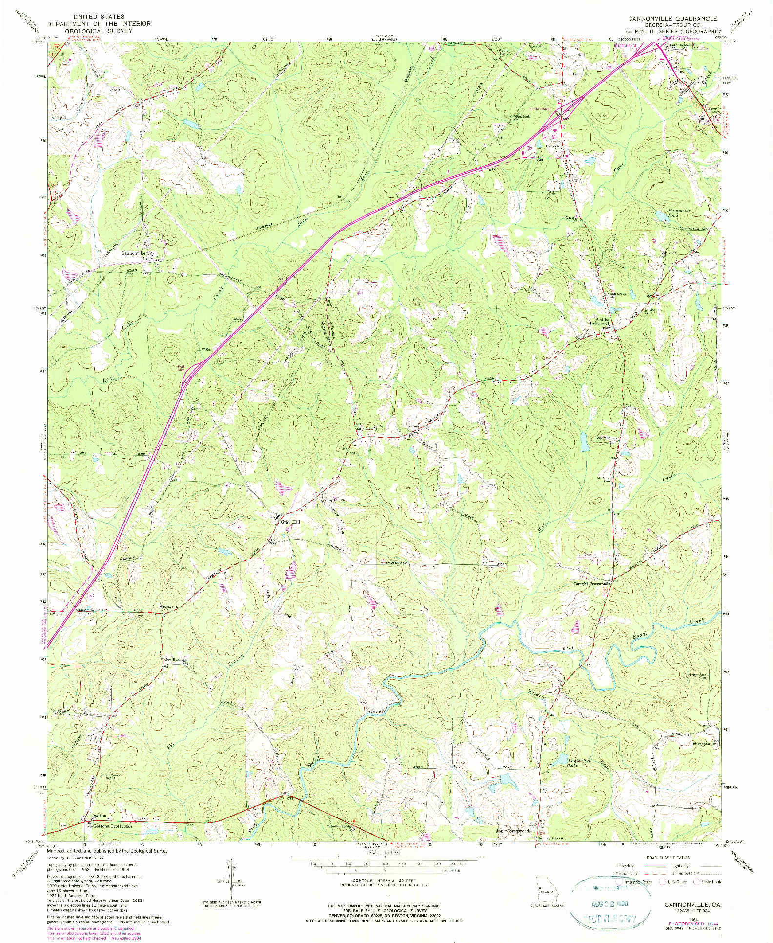 USGS 1:24000-SCALE QUADRANGLE FOR CANNONVILLE, GA 1964