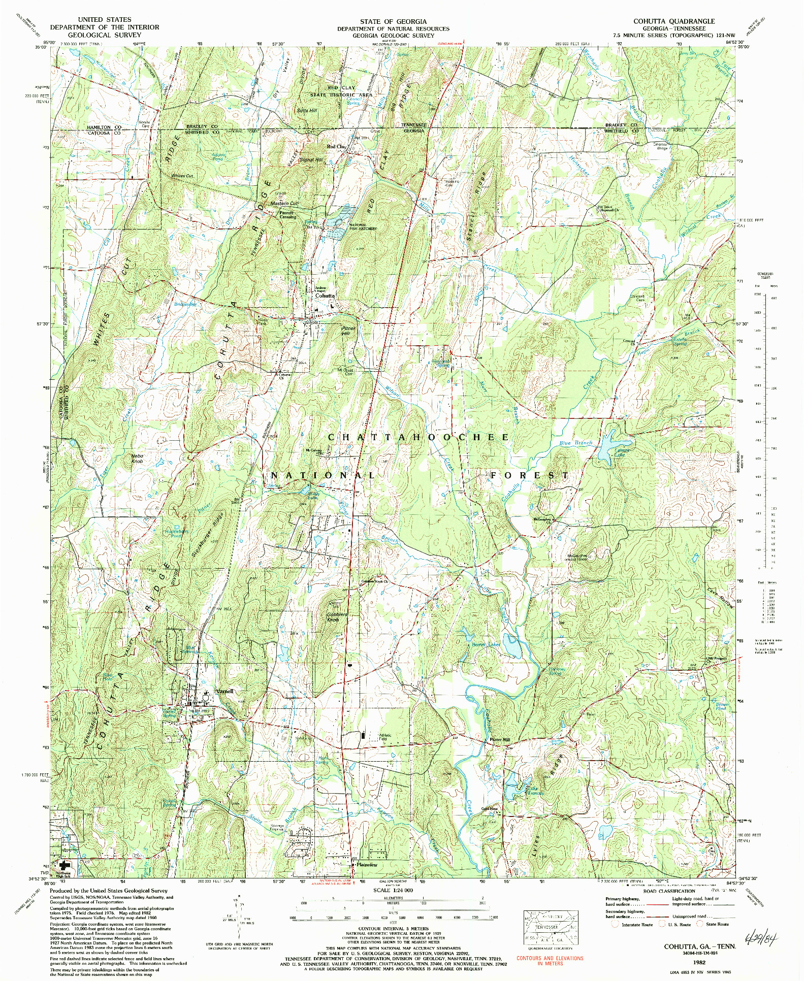 USGS 1:24000-SCALE QUADRANGLE FOR COHUTTA, GA 1982